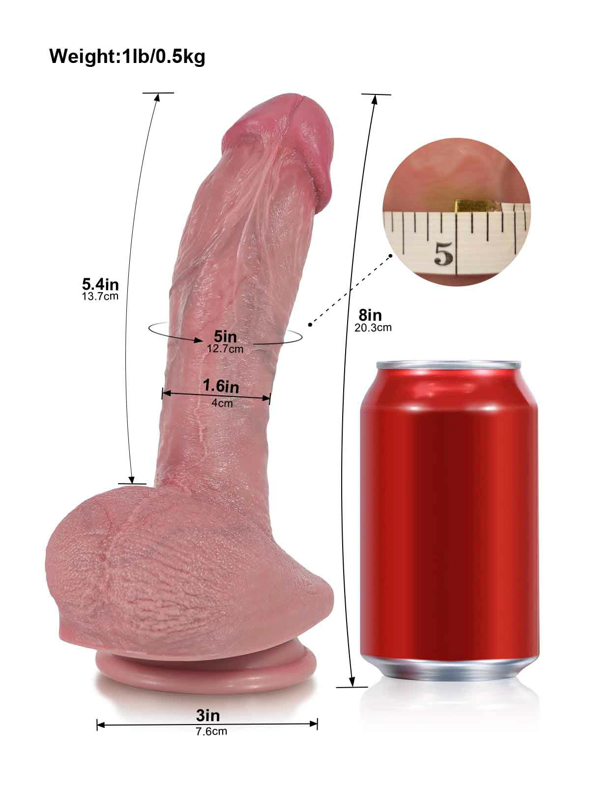 Adam - Gebogener Dildo mit markanter Eichel und Hoden - 20,3 cm