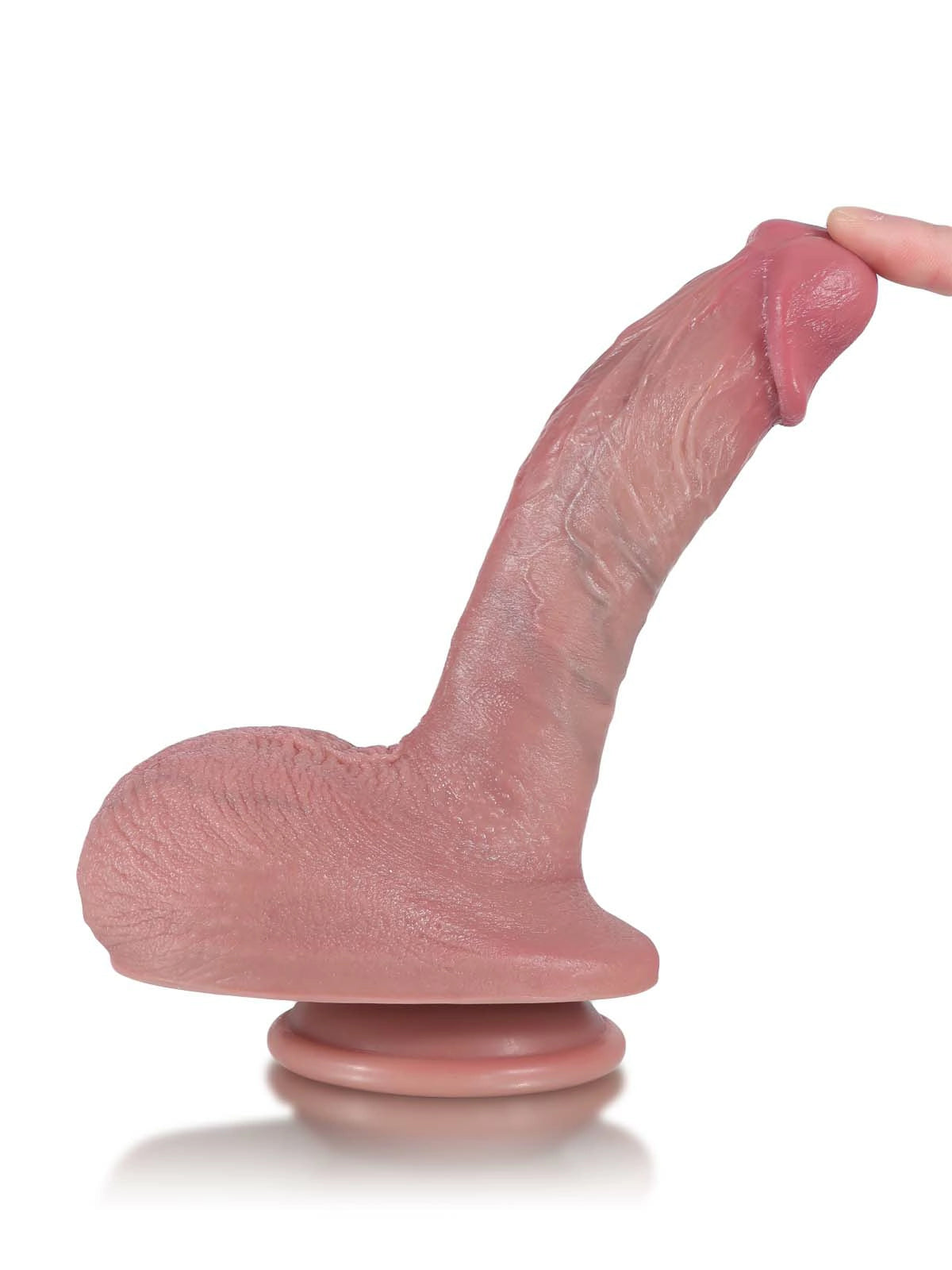 Adam - Gebogener Dildo mit markanter Eichel und Hoden - 20,3 cm