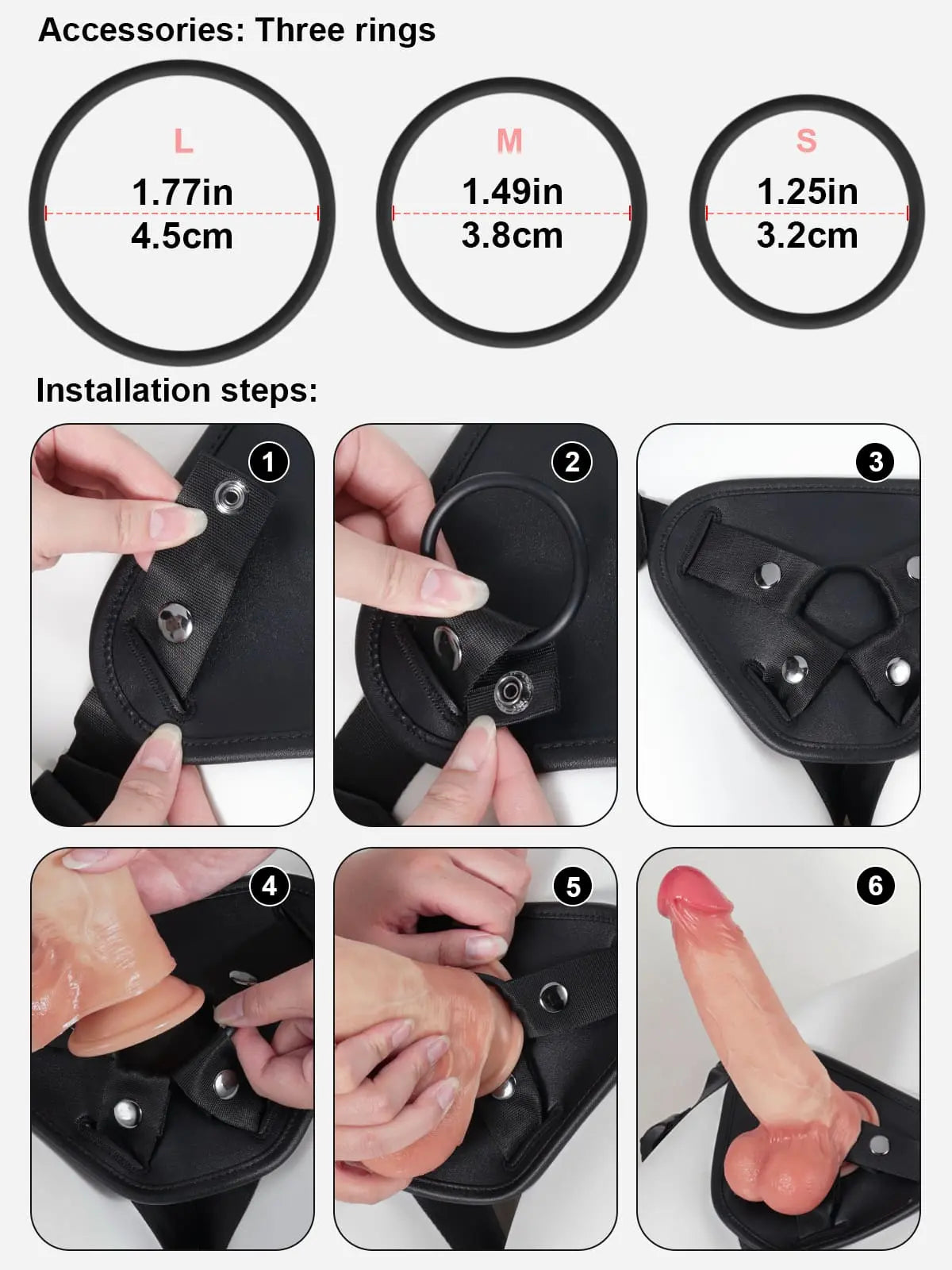 Alex - Black Strap Erhältlich in 3 Ringgrößen(Passend für alle Produkte)