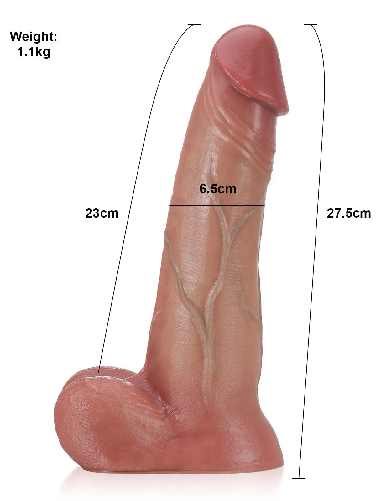 Anja - Riesen Dicker Dildo Mit Gleitender Haut und Beweglichen Hoden - 27,5 cm