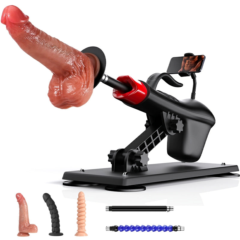 Atlas - Komplettes Sexmaschine-Set mit 3 Dildos und Handyhalter