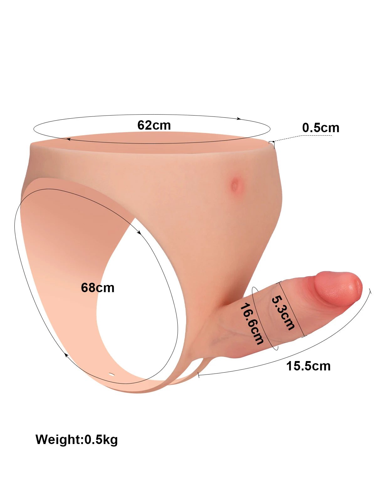 Casey - Hohler Strap-On-Dildo · Tragbar · Premium-Silikon - 15,5 cm