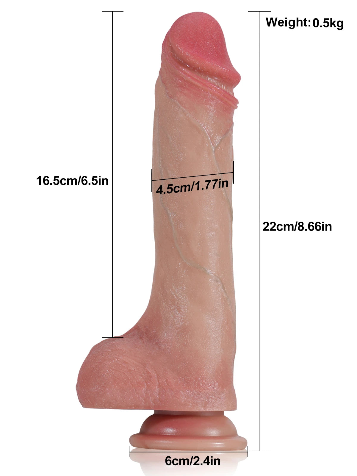 Damien - Dildo mit Stoßfunktion · Gleitende Haut · 7 Stoßmodi · 3 Vibrationsstufen - 22 cm