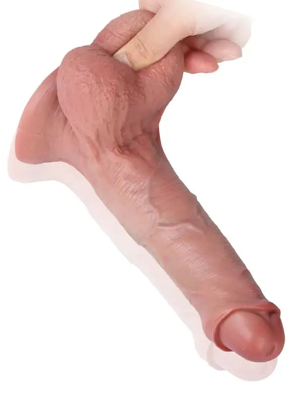 Detlef - Unbeschnittener, flexibler Silikon-Dildo mit beweglichem Hodensack - 21 cm