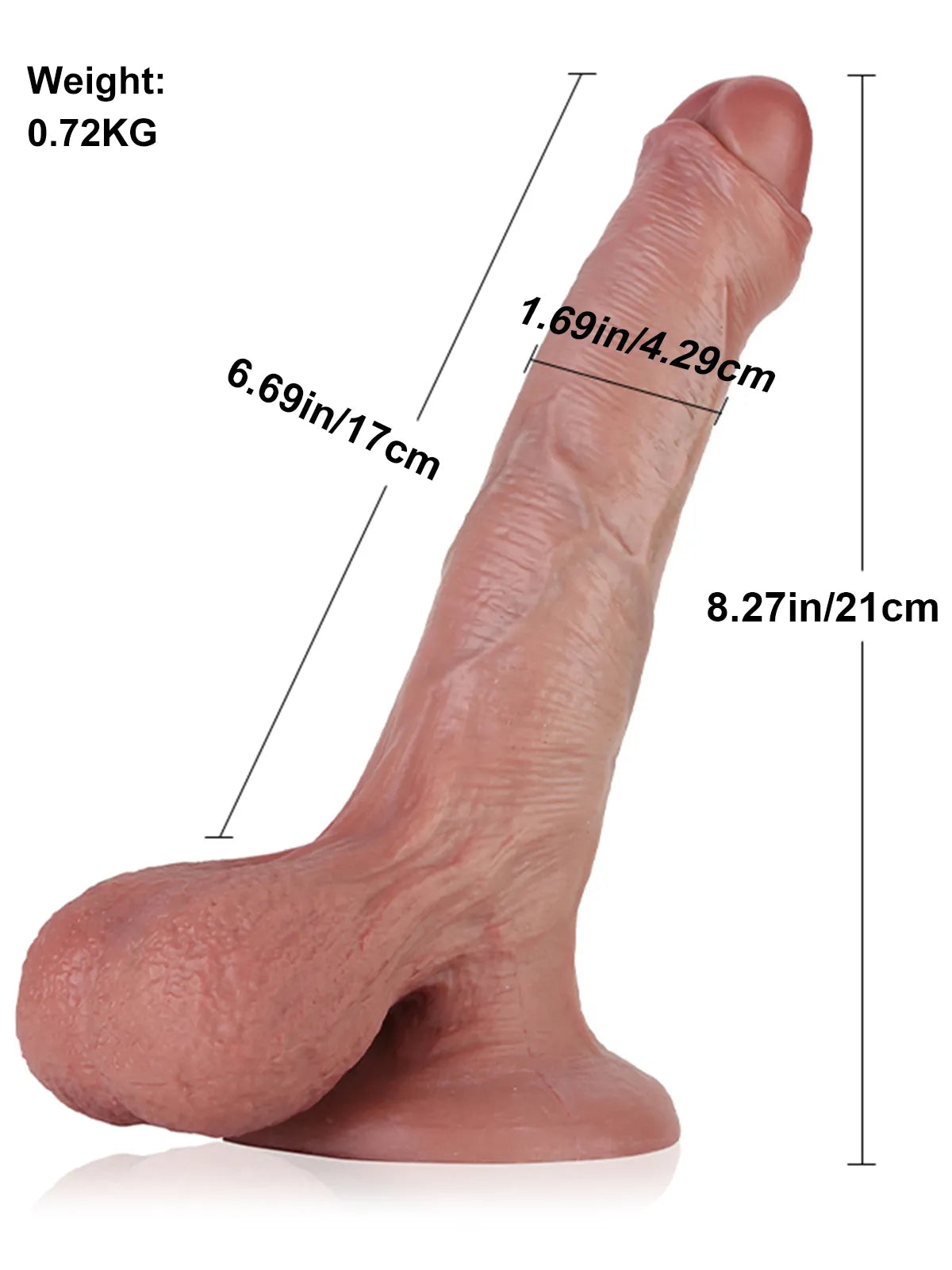 Detlef - Unbeschnittener, flexibler Silikon-Dildo mit beweglichem Hodensack - 21 cm