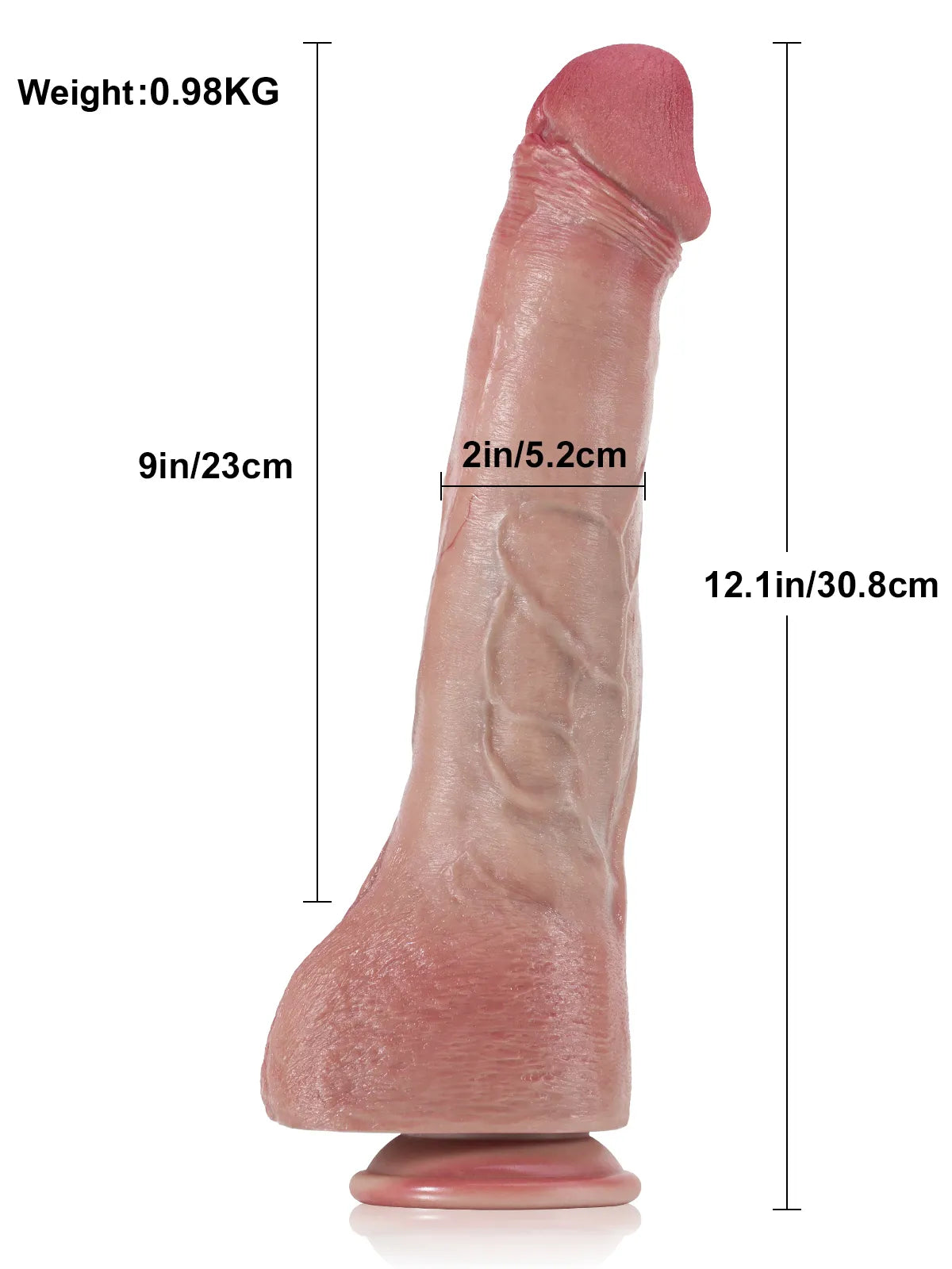 Diamant - Großer, realistischer Anal-Dildo mit Metallkern und biegsamer Form - 30,8 cm