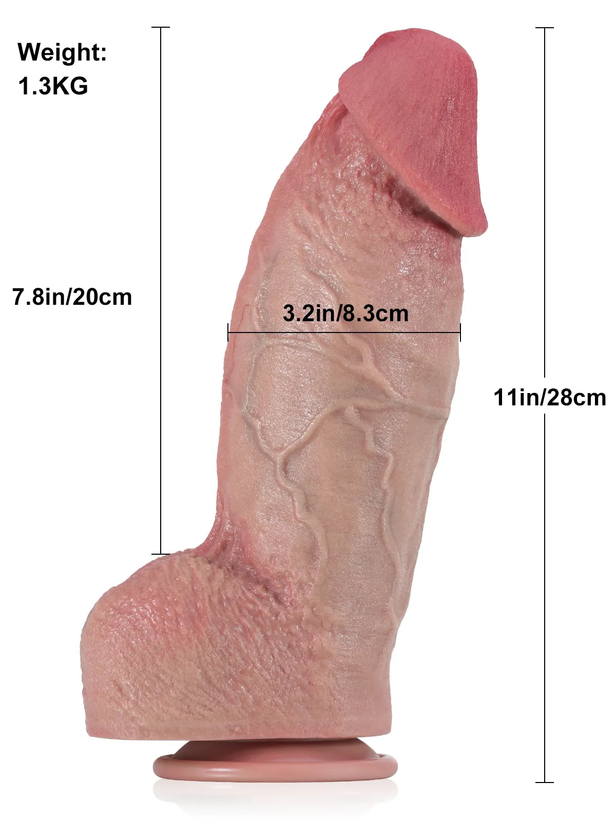 Dirk - Großer, dicker, realistischer Dildo mit ausgeprägten Adern - 27,9 cm
