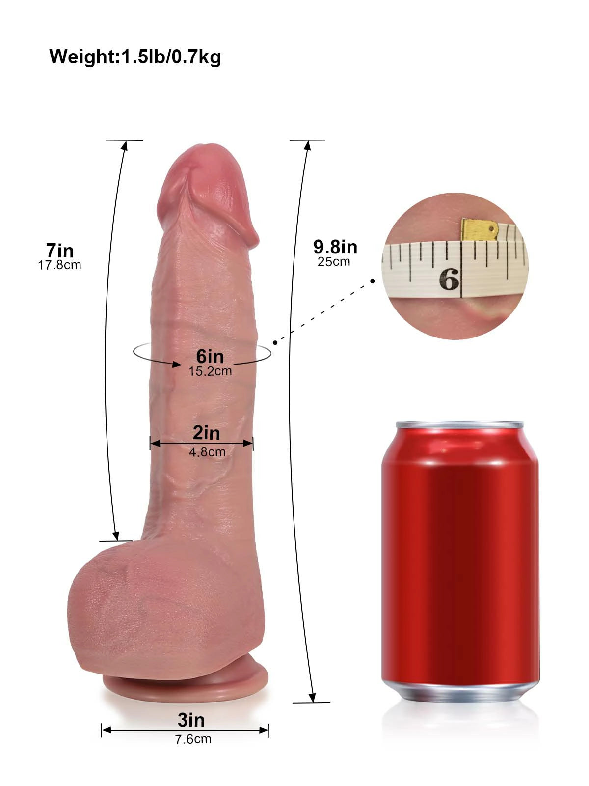 Dominic - Stoßender Vibrations-Dildo mit großer Eichel & Heizfunktion - 25 cm