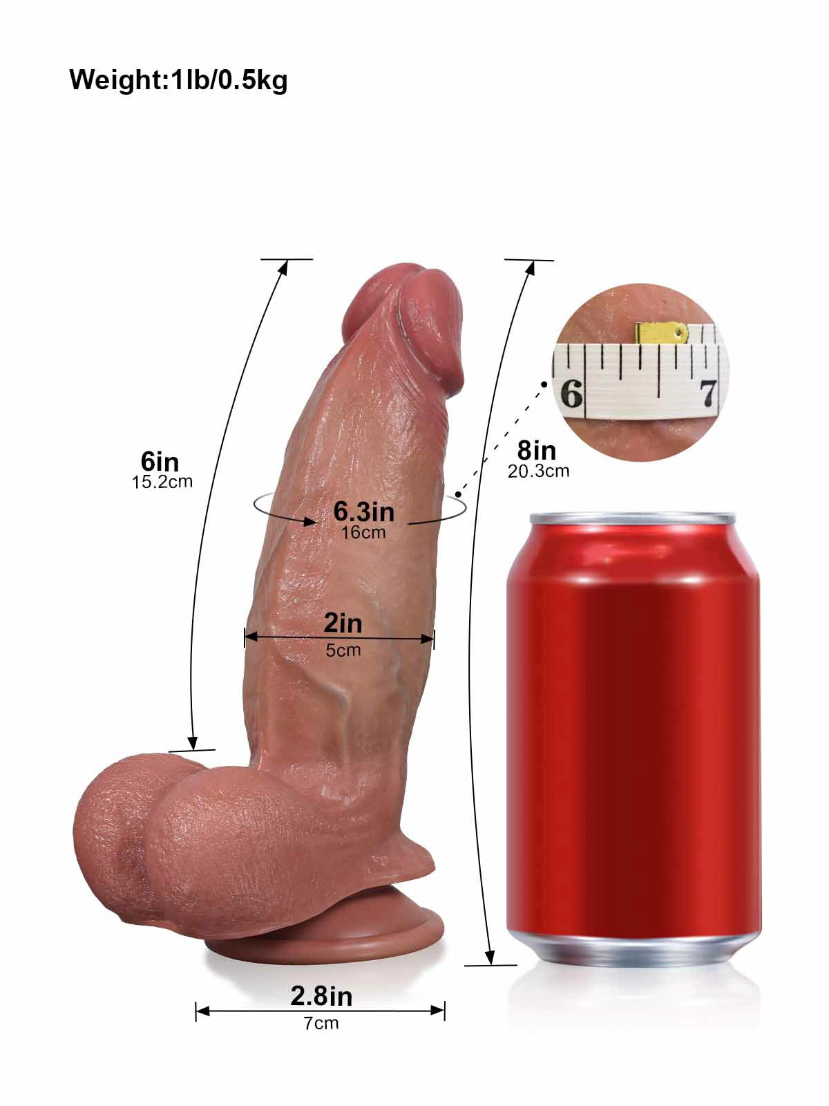 Dorian - Dildo mit verschiebbarer Haut & gebogener Eichel - 20,3 cm