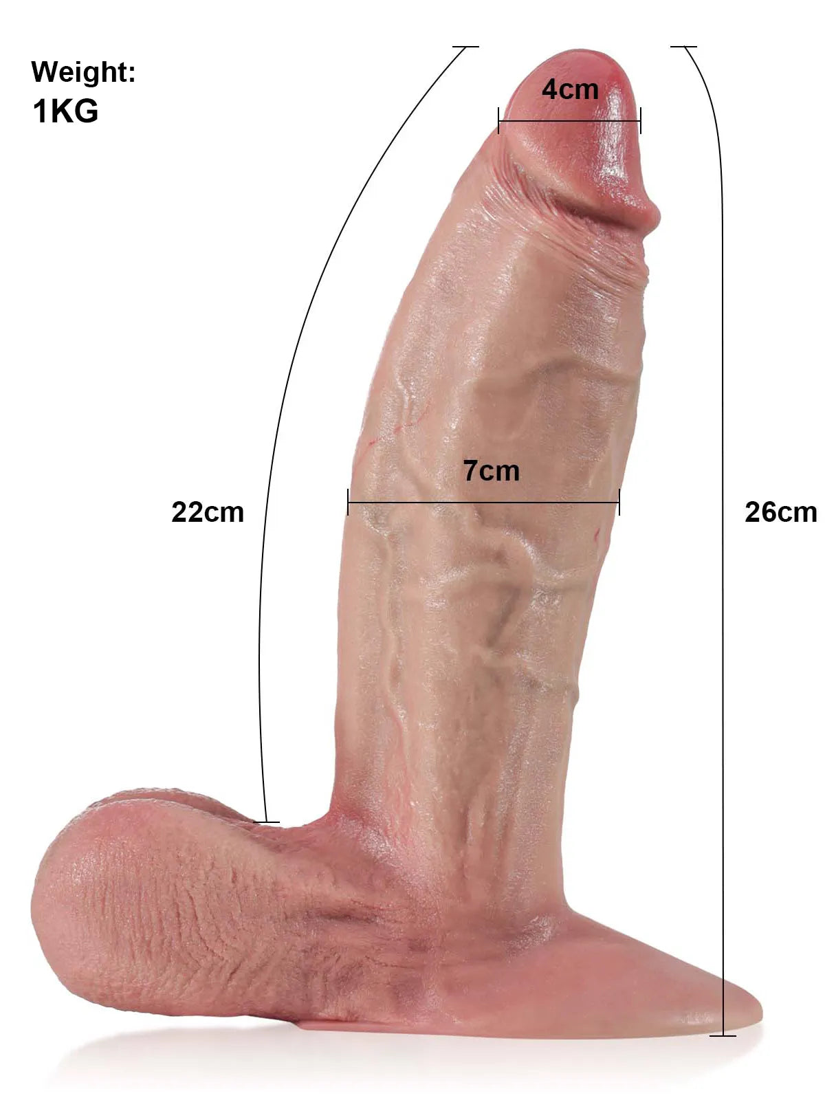 Duke - Großer, dicker Dildo mit schwingenden Hoden & Vac-U-Lock-Anschluss - 26 cm