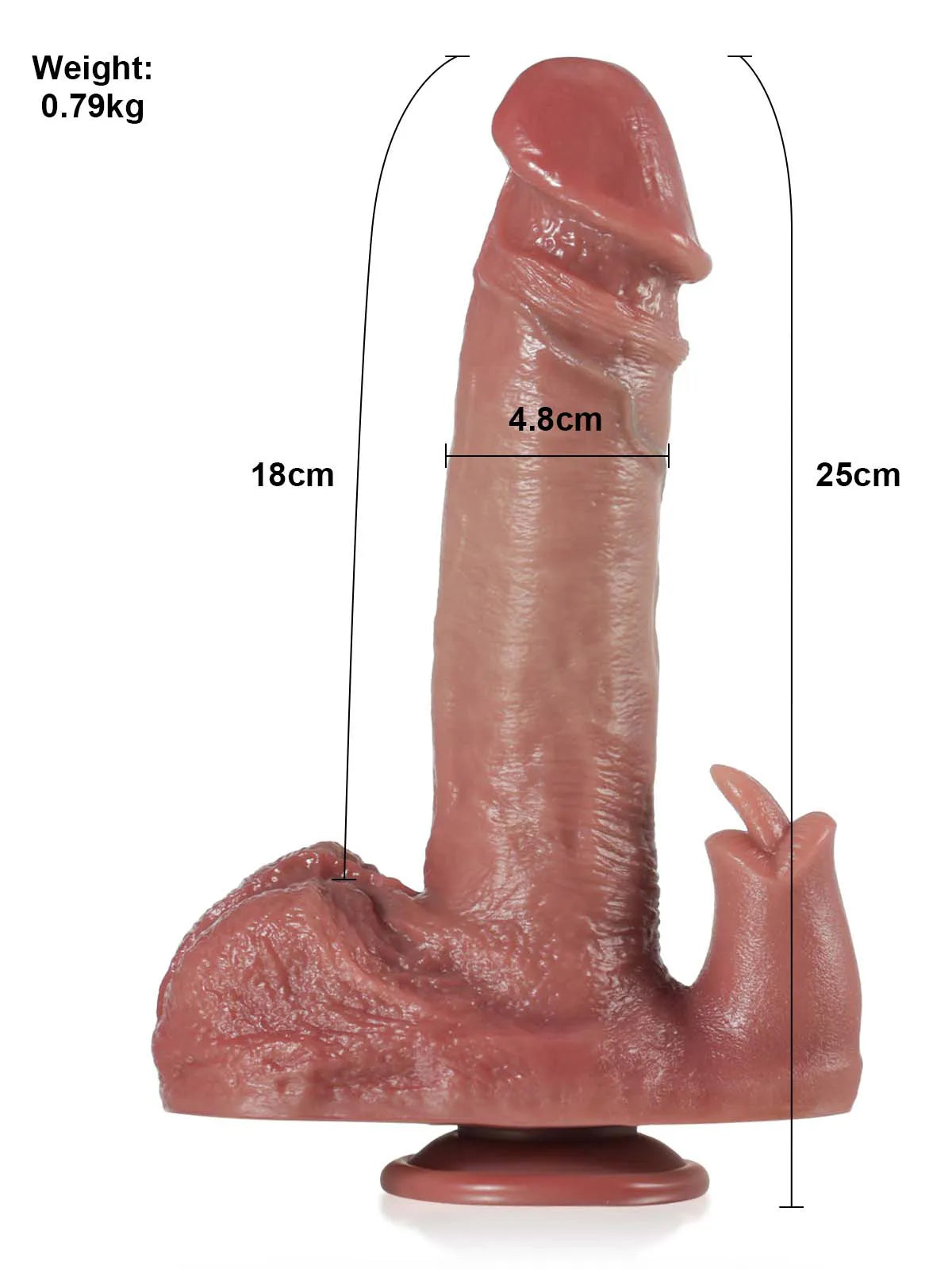 Gerrit - Stoßender, vibrierender Dildo mit Zungenstimulation - 25 cm