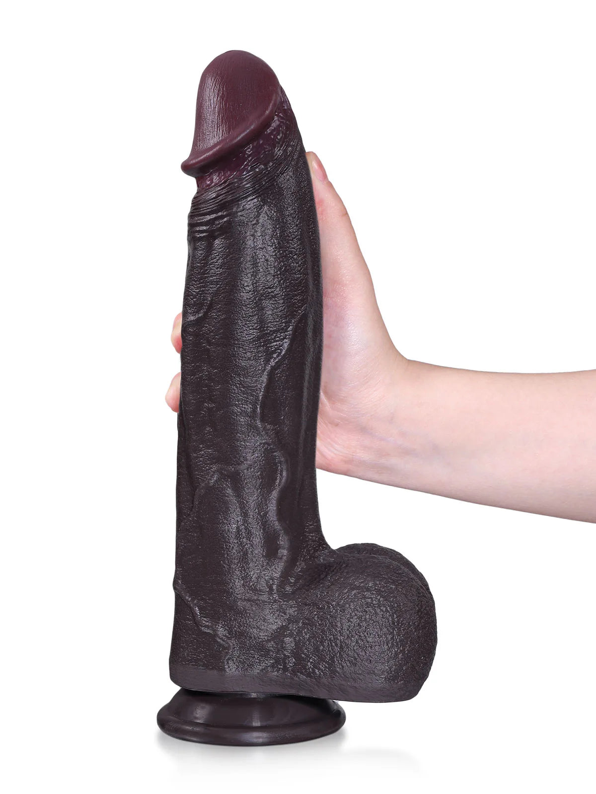 Henry - Schwarzer Dicker Dildo mit konischer Eichel und breitem Schaft – 27,4 cm