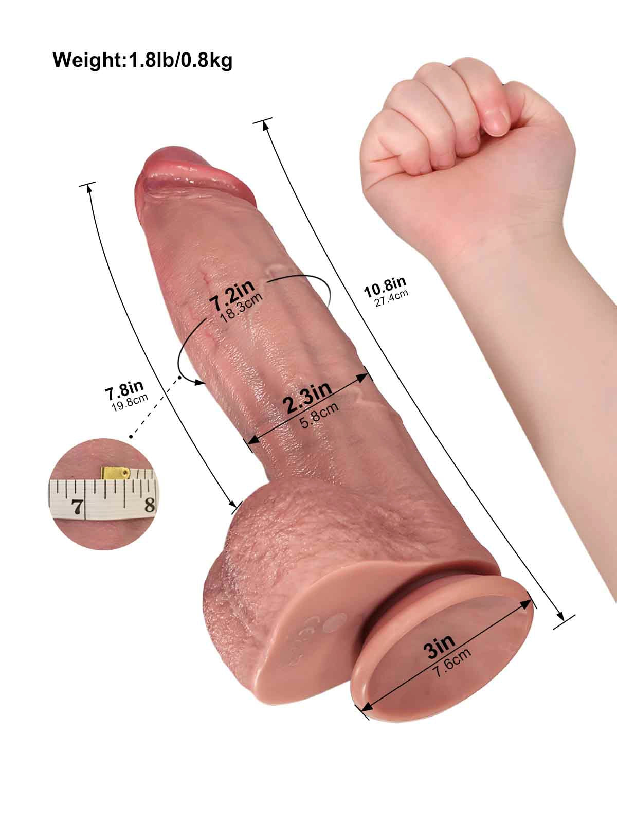 Henry - Stoßender Vibrations-Dildo mit breitem Körper & realistischer Textur - 27,4 cm