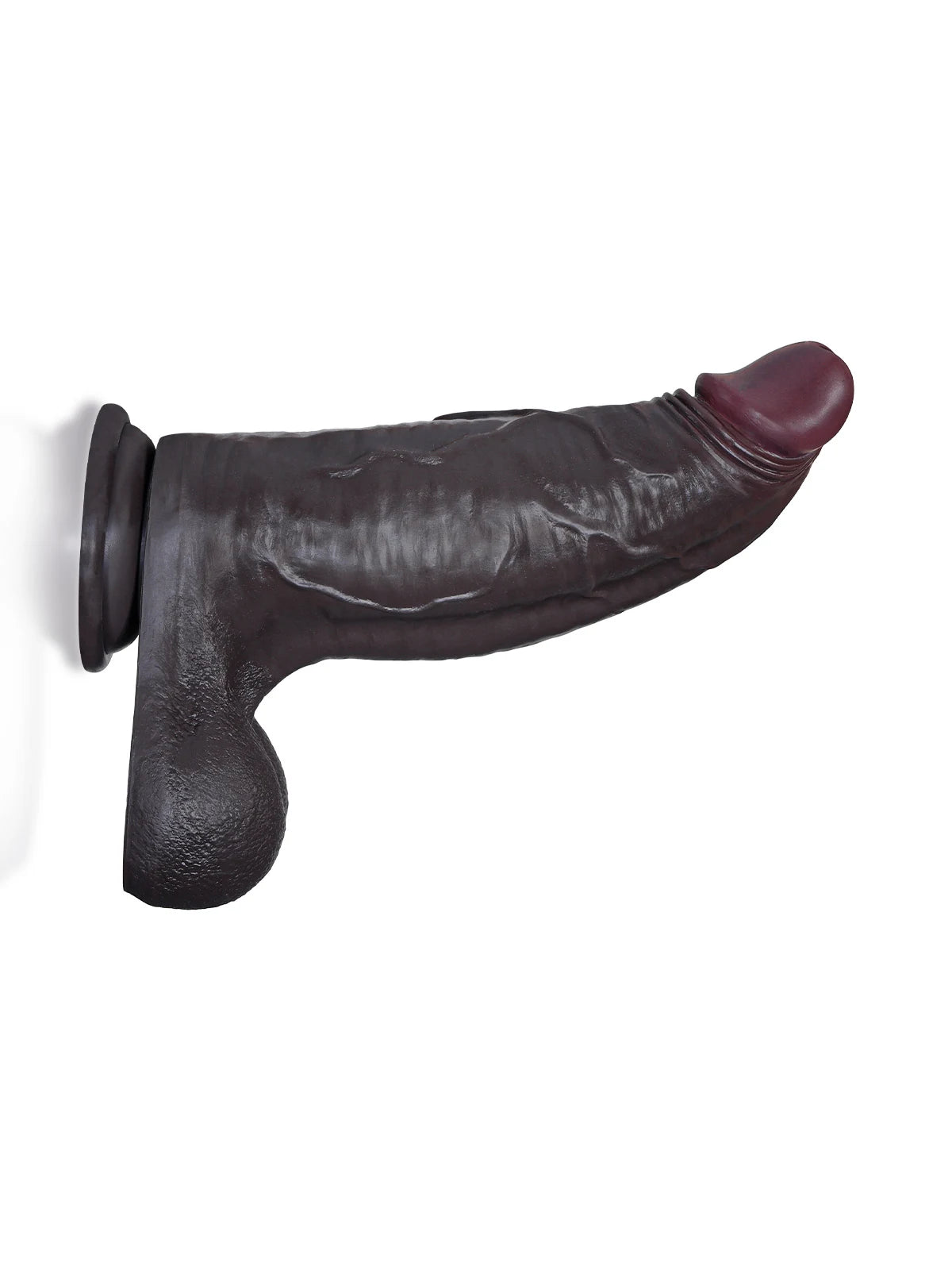 Hugo - Schwarzer Realistischer Dildo mit verjüngter Eichel und Harnröhrenleiste - 29,2 cm