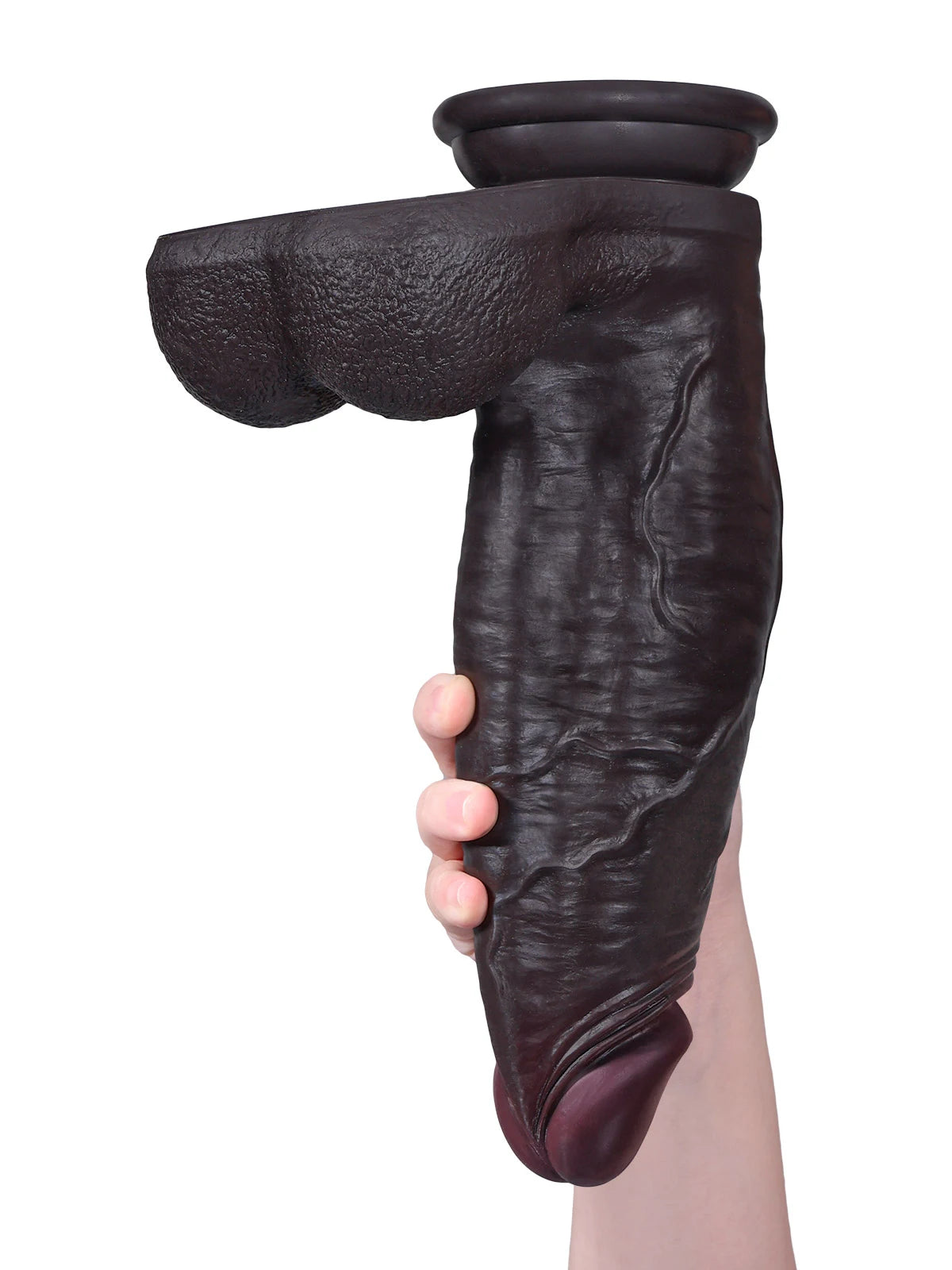 Hugo - Schwarzer Realistischer Dildo mit verjüngter Eichel und Harnröhrenleiste - 29,2 cm