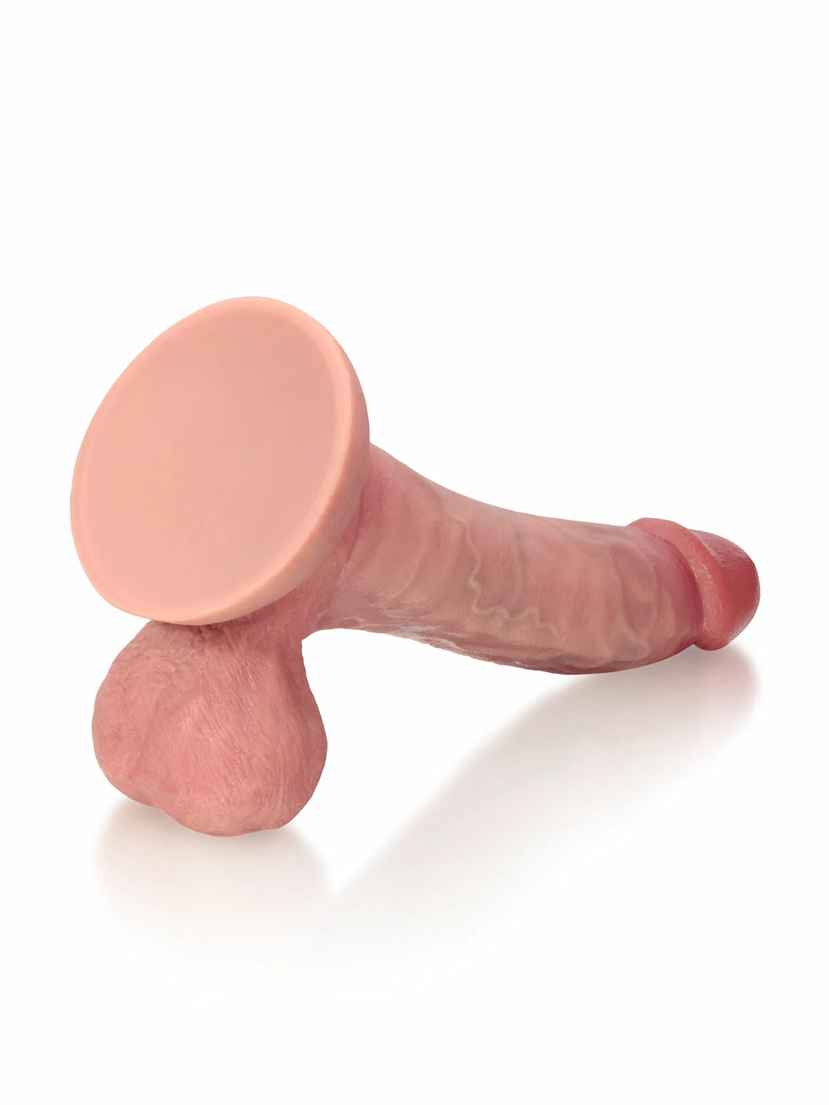 Jesse - Gebogener Realistischer Dildo mit Adernrelief und Weichen Hoden - 23,4 cm