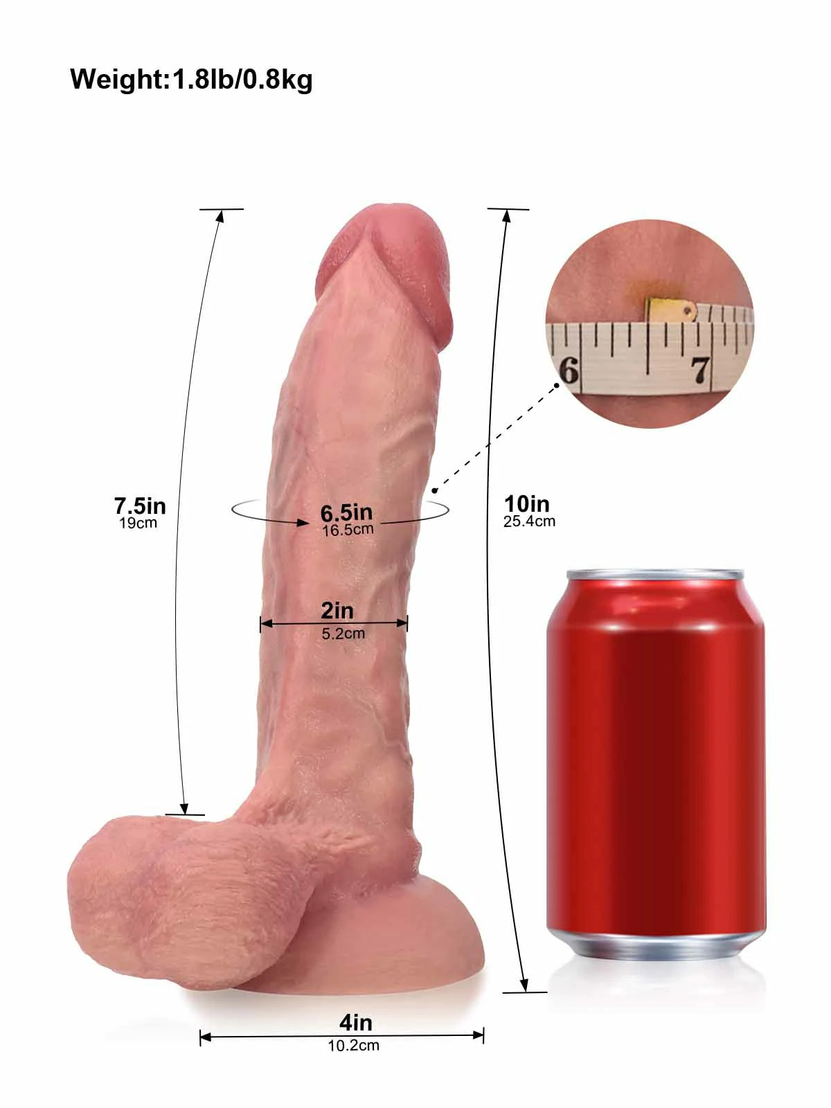 Jesse - Gebogener Realistischer Dildo mit Adernrelief und Weichen Hoden - 25,4 cm