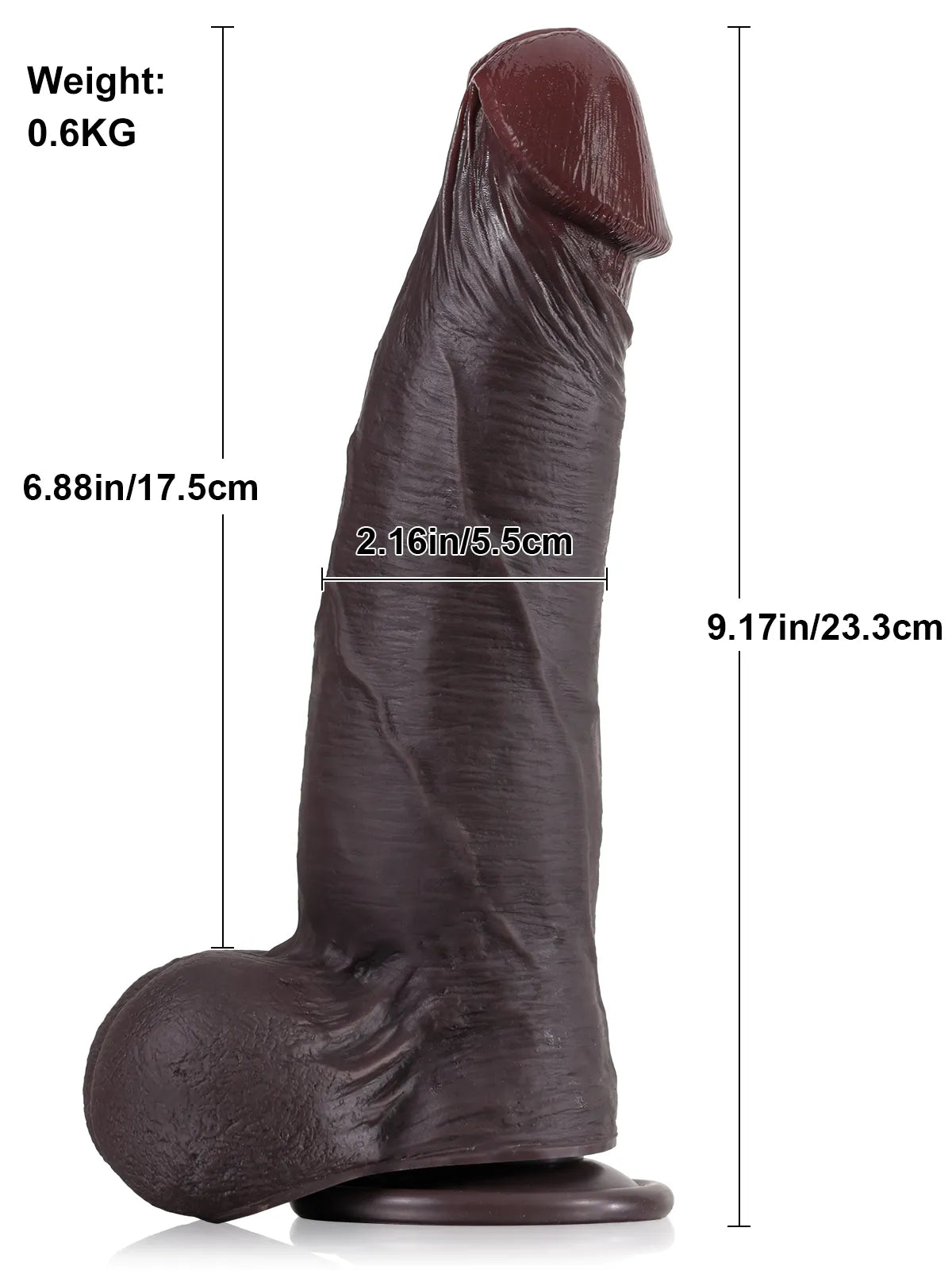 Jörg - Schwarzer, realistischer Dildo mit gleitender Haut und beweglichen Hoden - 23,3 cm
