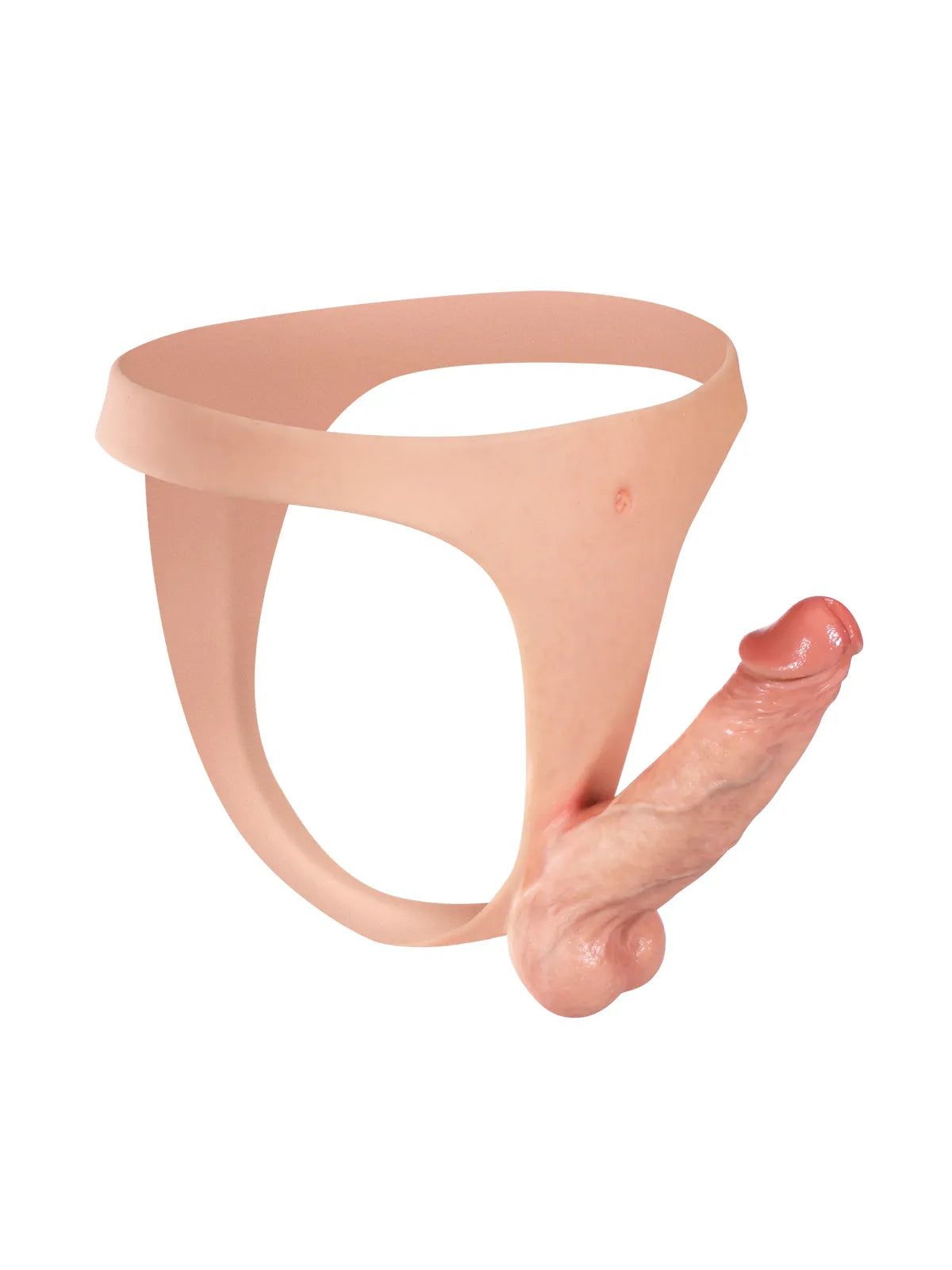 Nick - Leichter, tragbarer Silikon-Strap-On-Dildo mit schlankem Riemen - 16 cm