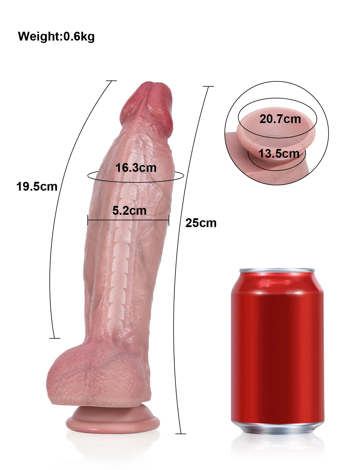 Liam - Realistischer, Langer und Dicker Dildo mit Flexiblem Metallkern - 25 cm