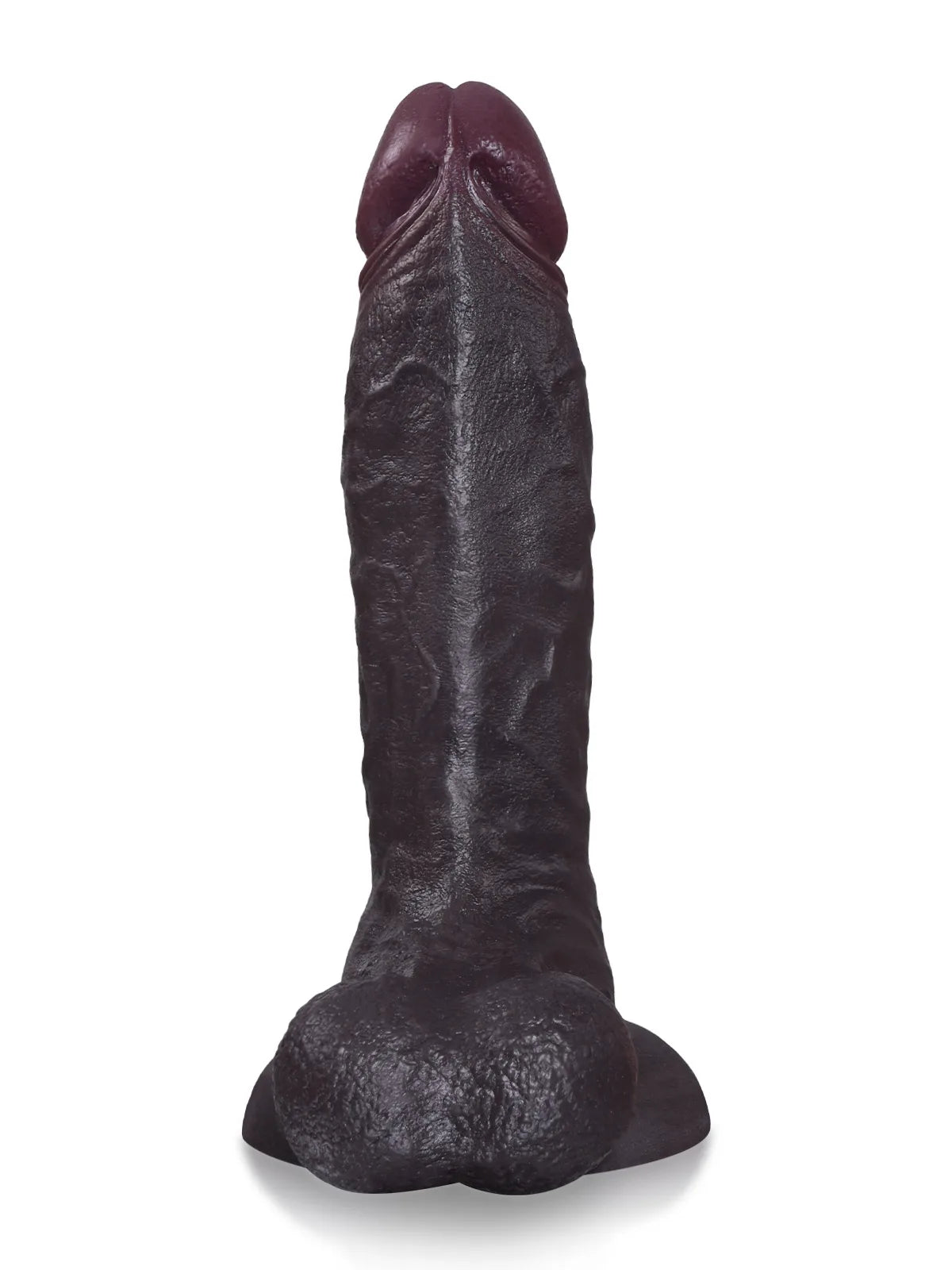 Logan - Schwarzer Realistischer Dildo mit bauchiger Eichel und pendelnden Hoden – 23,4 cm