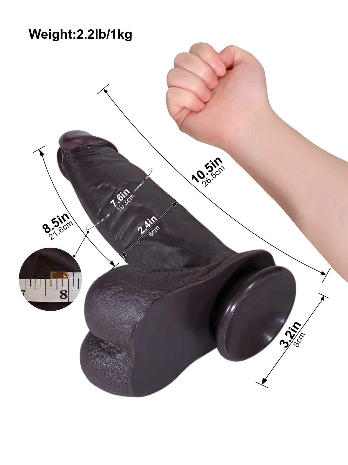Magnus - Realistischer Dildo in Schwarz mit gleitender Haut - 26,5 cm