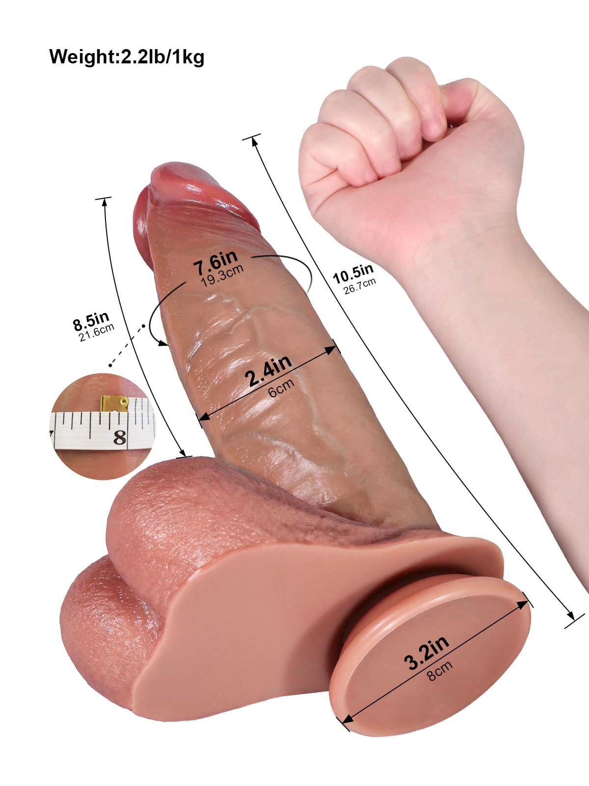 Magnus - Realistischer Dildo mit gleitender Haut & dickem Schaft - 26,7 cm