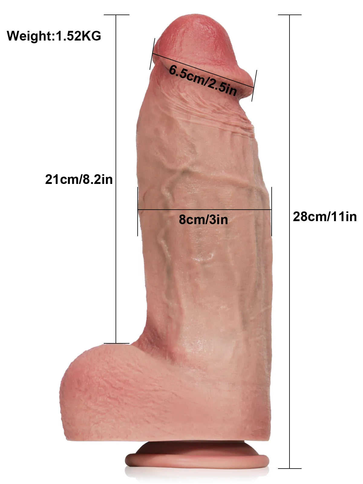 Max - Realistischer, Weicher Dildo in Hautfarbe - Dick, Kurz und Fett - 28 cm