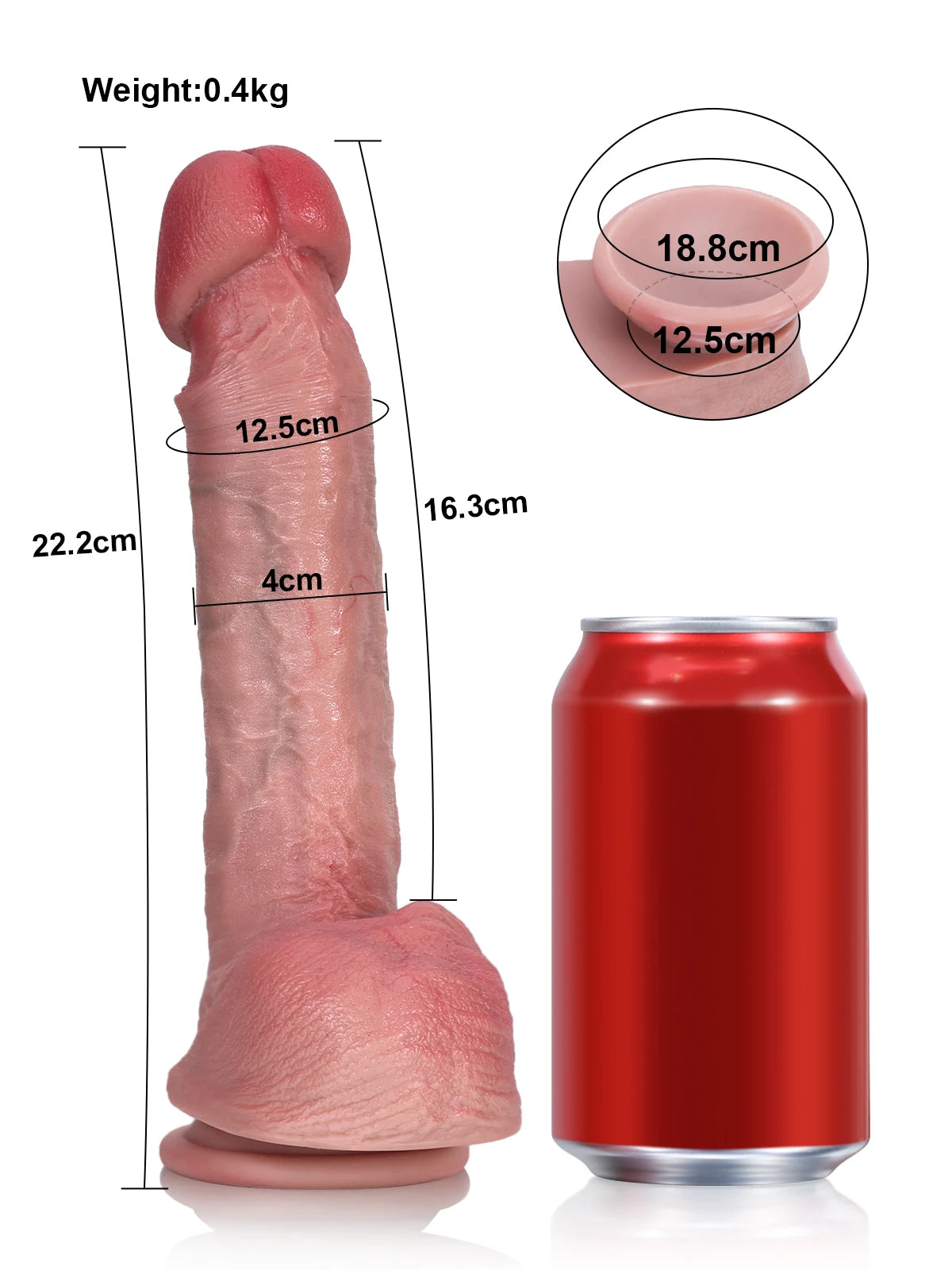Robert - Realistischer Dildo mit großer, ausgeprägter Eichel für Einsteiger - 22,2 cm