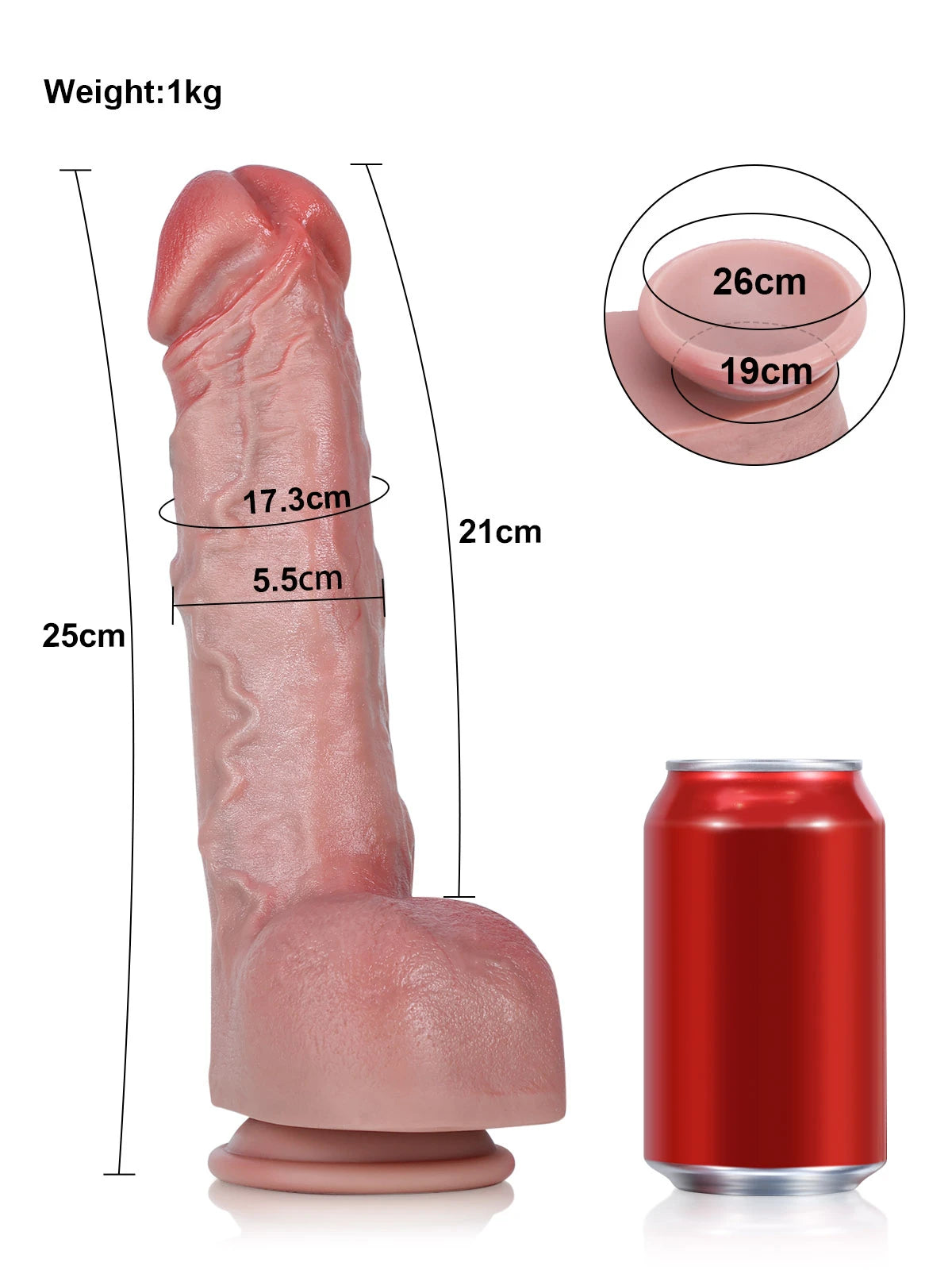 Robin - Großer Dildo mit flexibler Metallspine & detaillierten Texturen - 25 cm/31,5 cm