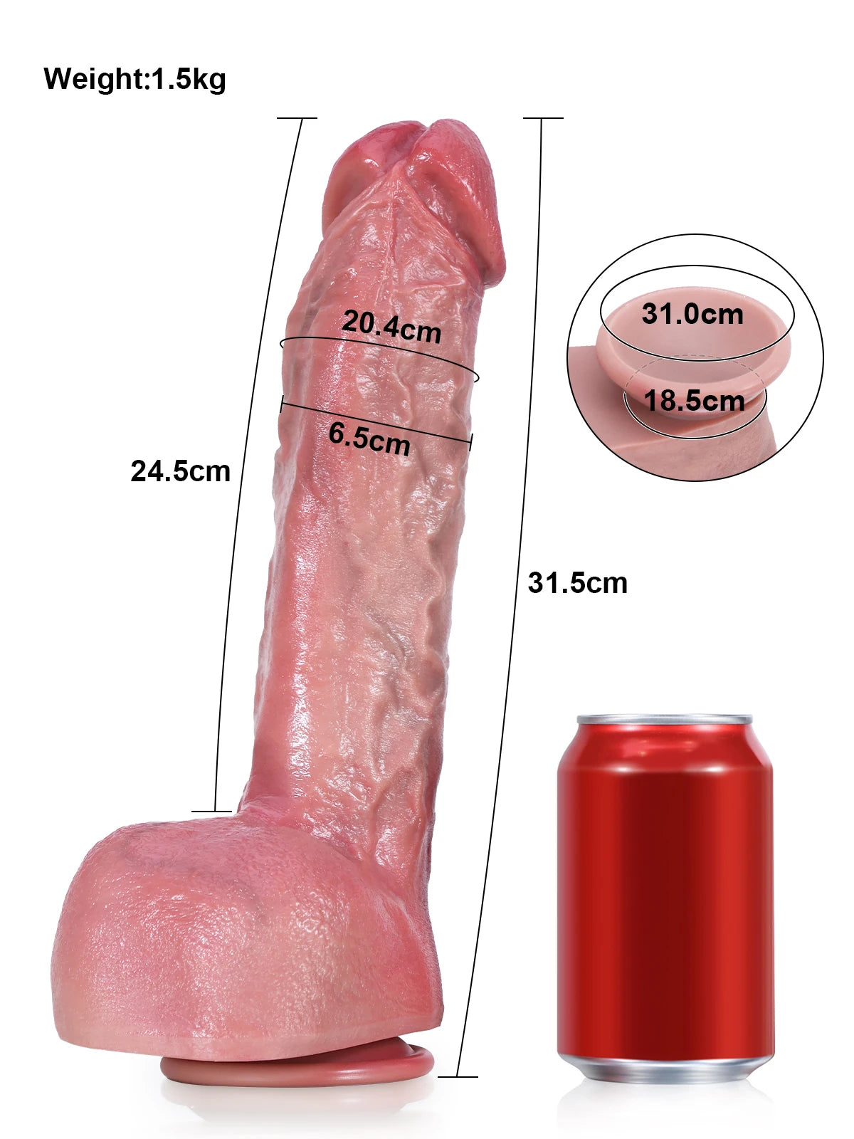Robin - Großer Dildo mit flexibler Metallspine & detaillierten Texturen - 25 cm/31,5 cm