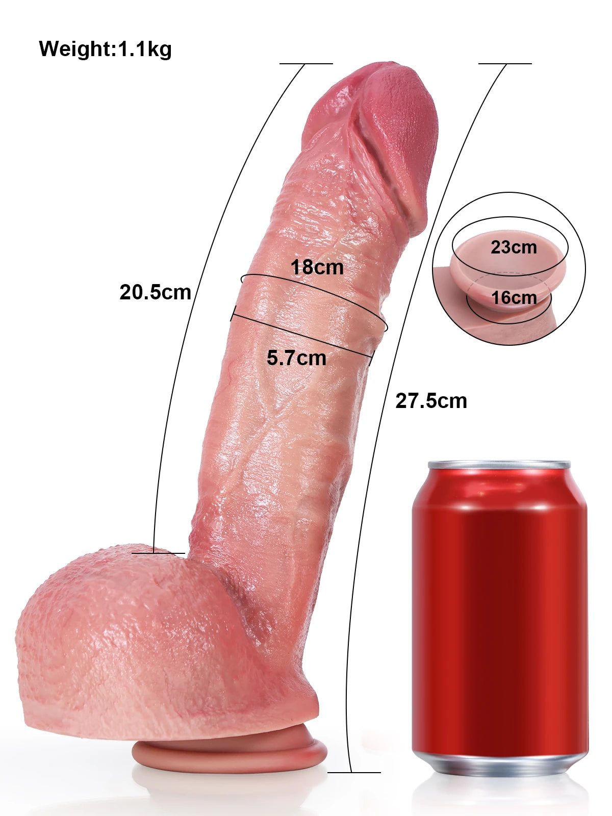 Rockwell - Großer, dicker Dildo mit realistischer, faltiger Haut - 27,5 cm