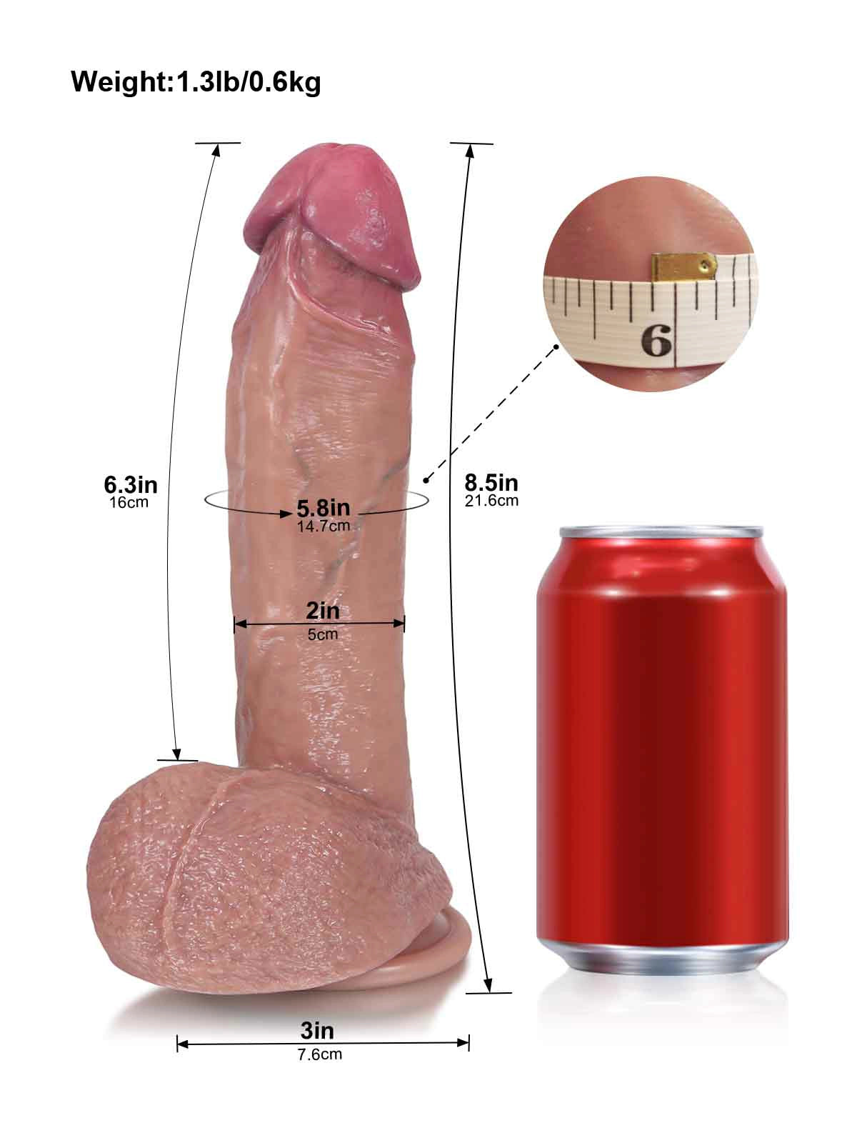 Roland - Realistischer Dildo mit gleitender Haut und Hoden - 21,6 cm