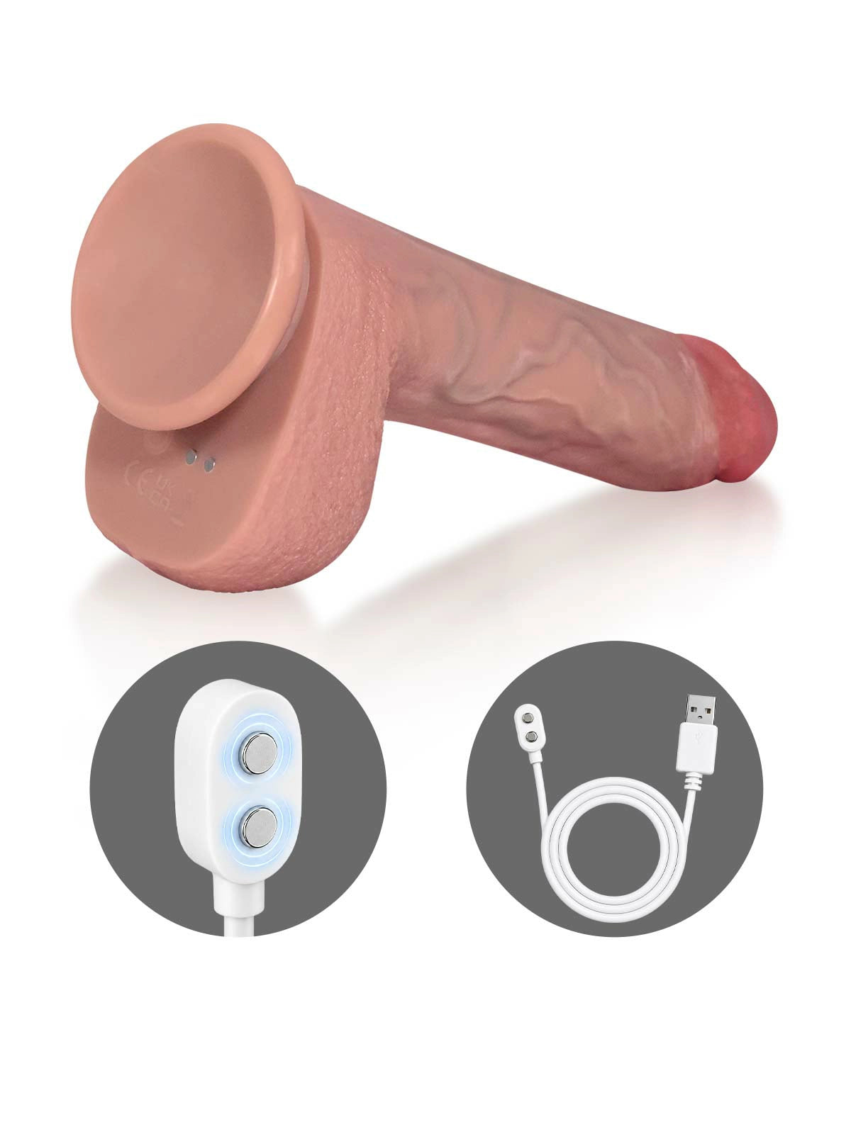 Roman - Dildo mit Stoßfunktion, Breitem Eichelrand und Spitzenmotor - 22,4 cm