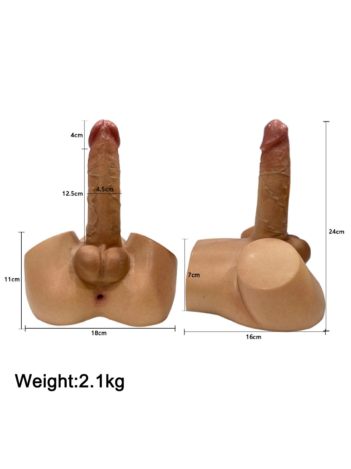 Rowge - 2,1 kg Realistischer Dildo-Torso mit 16,5 cm Dildo und Analkanal
