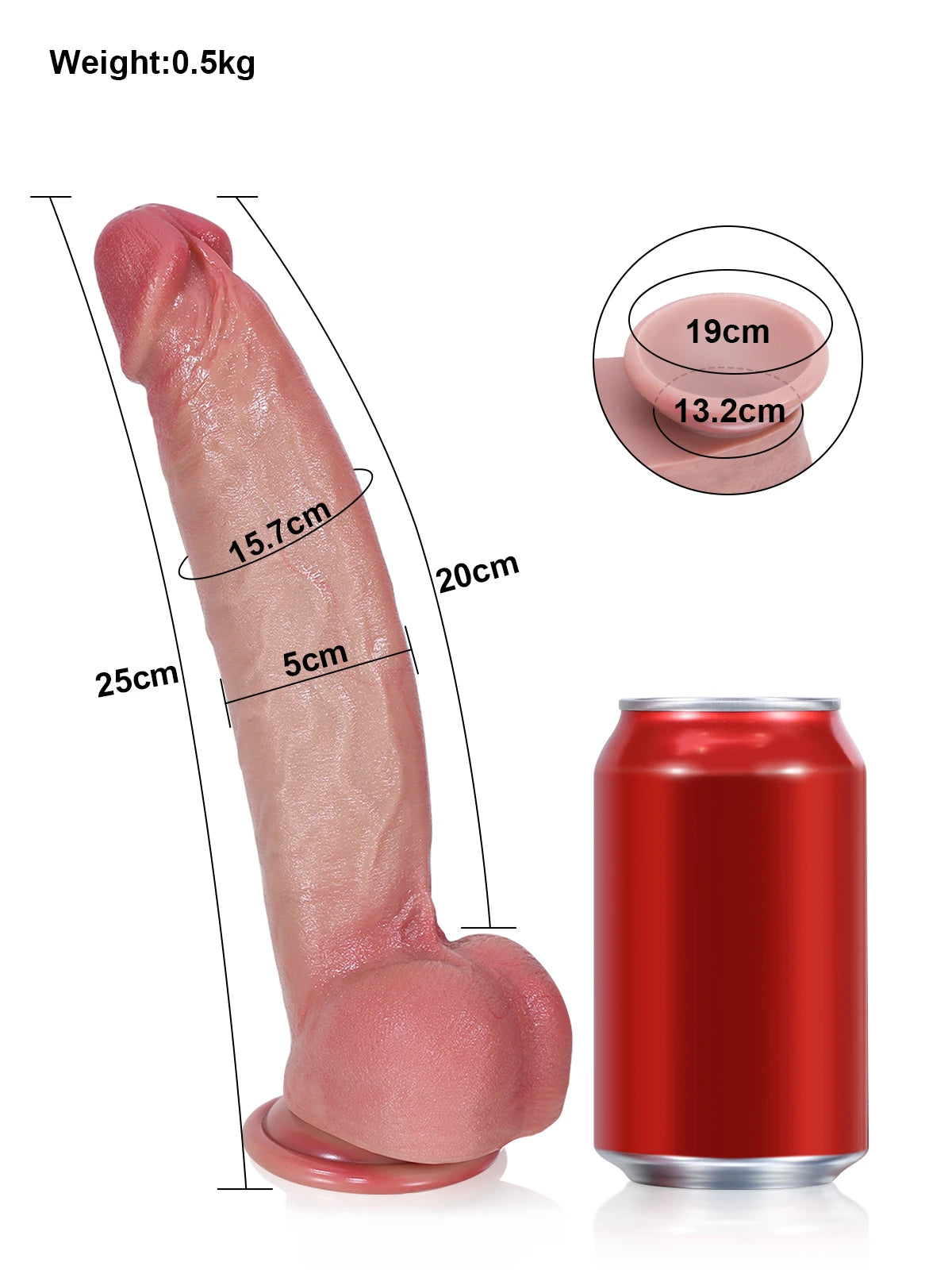 Shane - Großer, dicker Dildo mit flexibler Metallspine - 25 cm