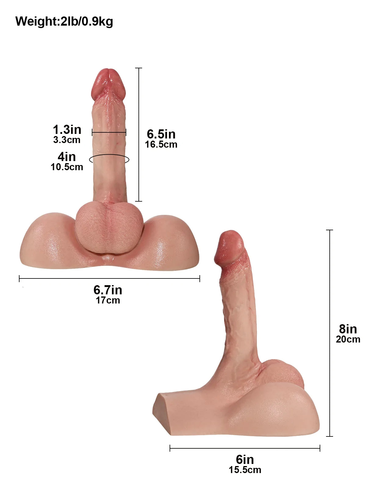 Silas - 0,9 kg Realistischer Dildo-Torso mit 16,5 cm biegsamem Dildo