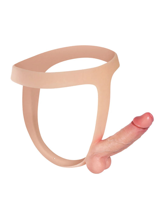 Nathan - Silikon-Strap-On mit stabilem Dildo - Ideal für lesbische Paare & Pegging - 15 cm