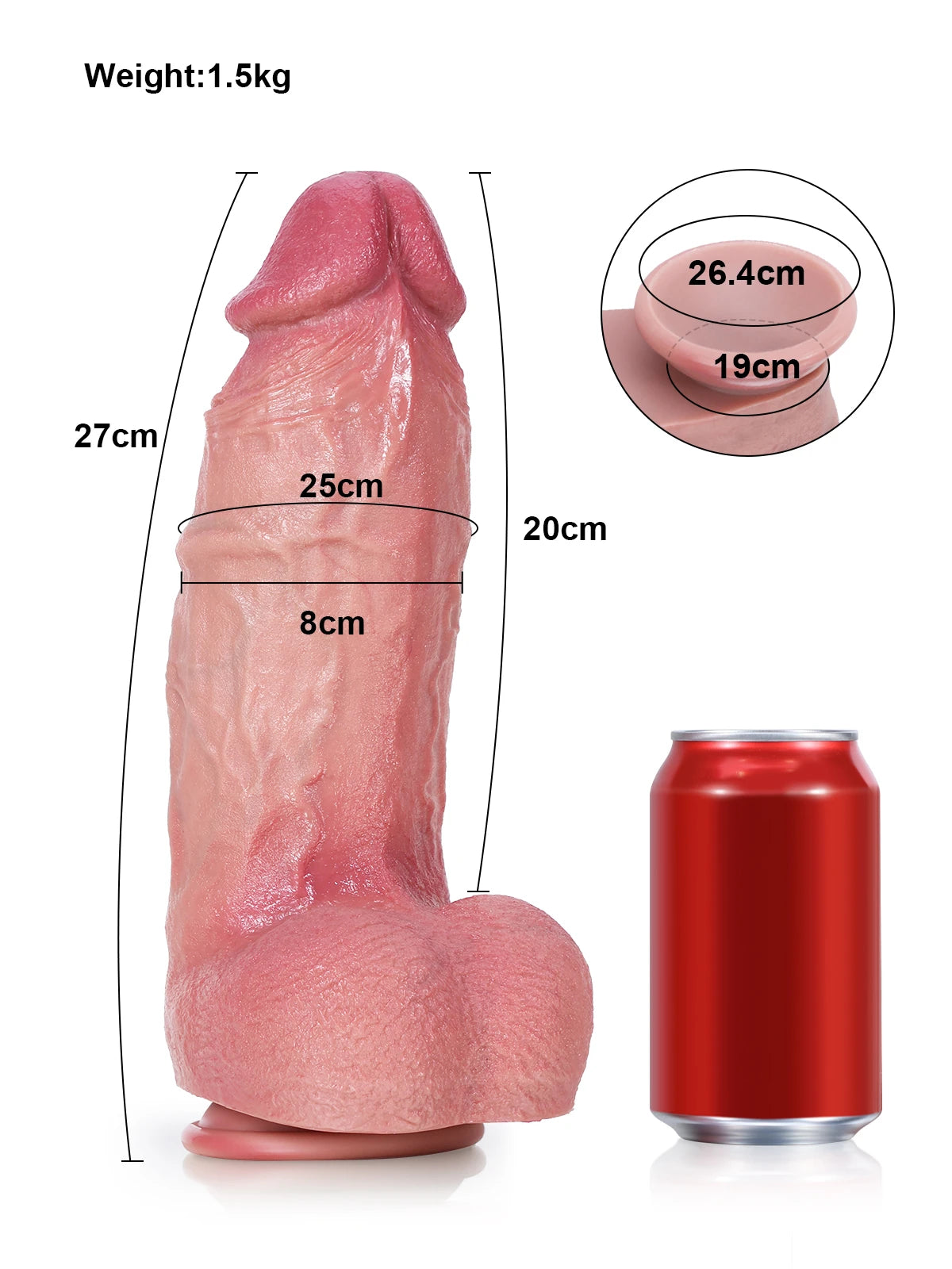 Thor - Realistischer, Weicher Dildo in Hautfarbe - Dick, Kurz und Fett - 23/27 cm