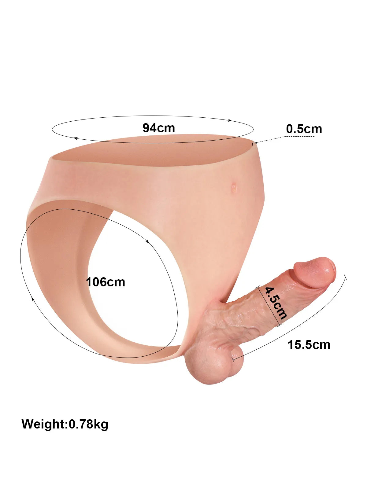 Tragbarer, realistischer Silikon-Strap-On-Dildo mit festem Kern - 15,5 cm