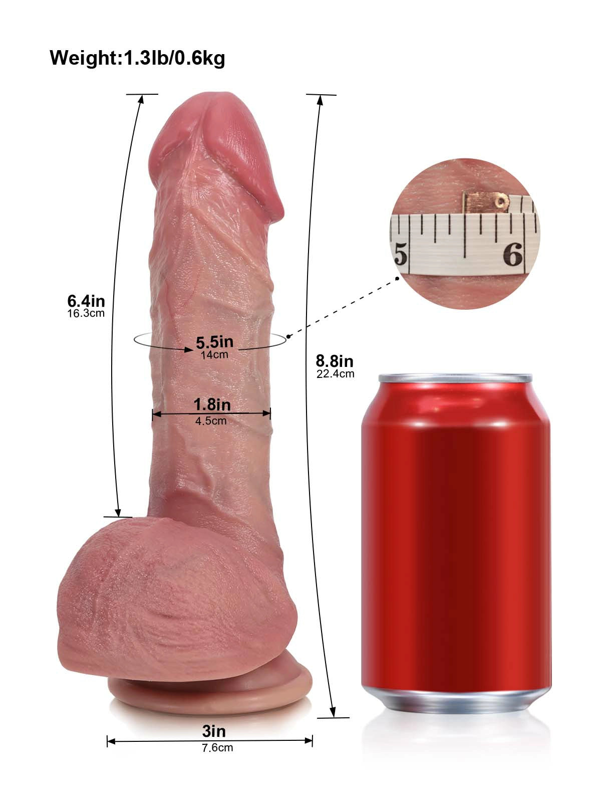 Victor - Dildo mit Stoßfunktion, Vibration und Heizfunktion - 22,4 cm