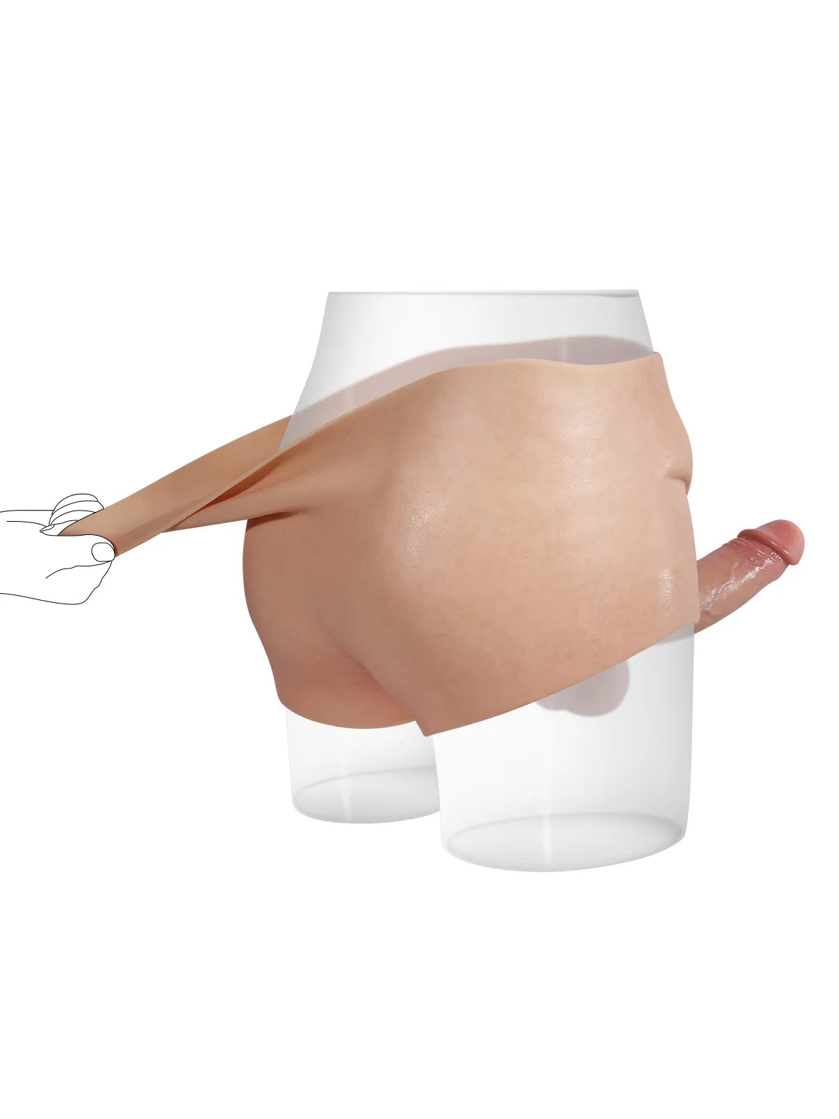 Victor -Vollummanteltes Silikon Strap-On-Höschen mit realistischem Dildo - 18,5 cm