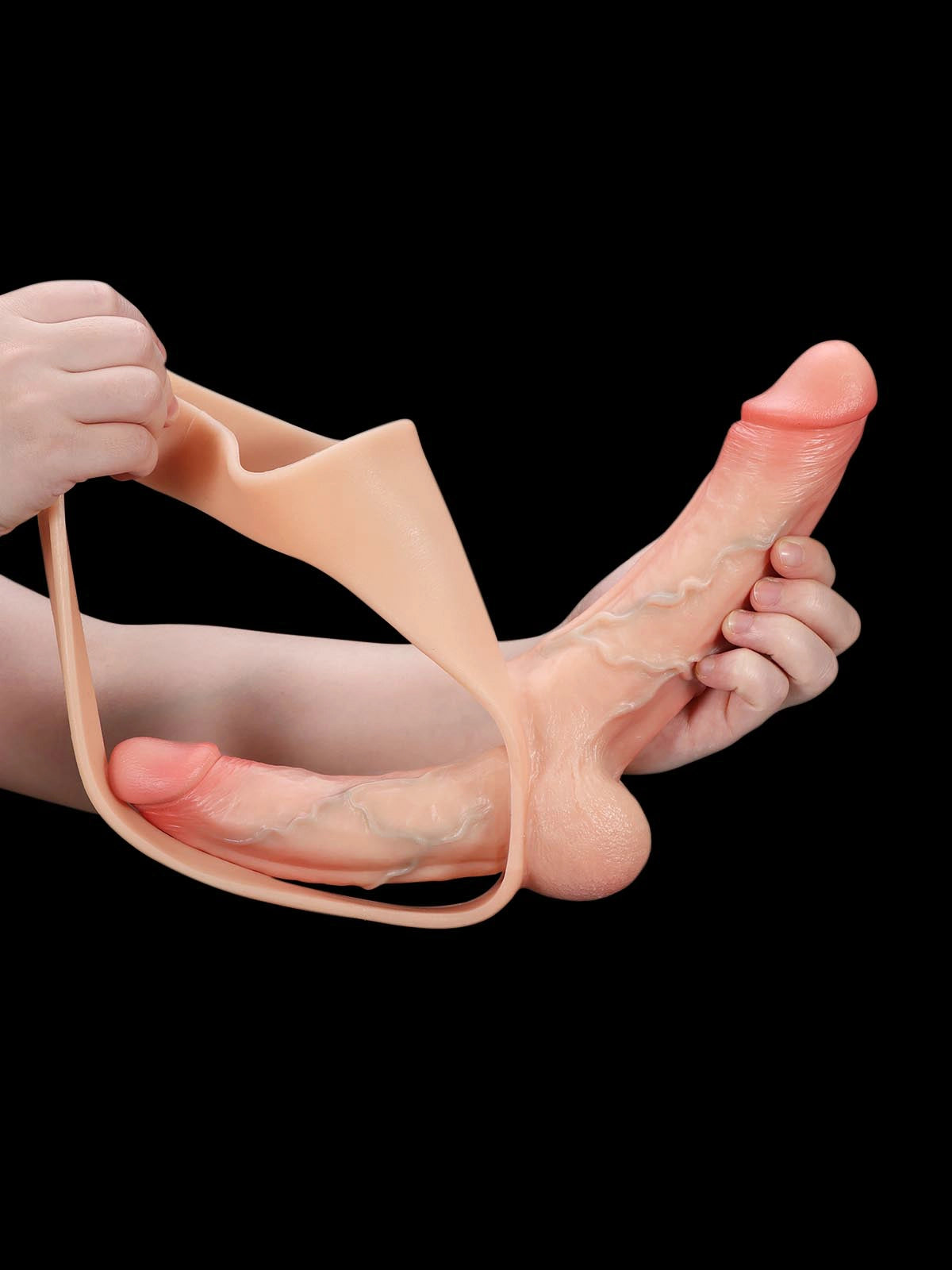 Zorvyn - Umschnalldildo mit Doppeltem Realistischem Dildo - 15,5 & 17,8 cm
