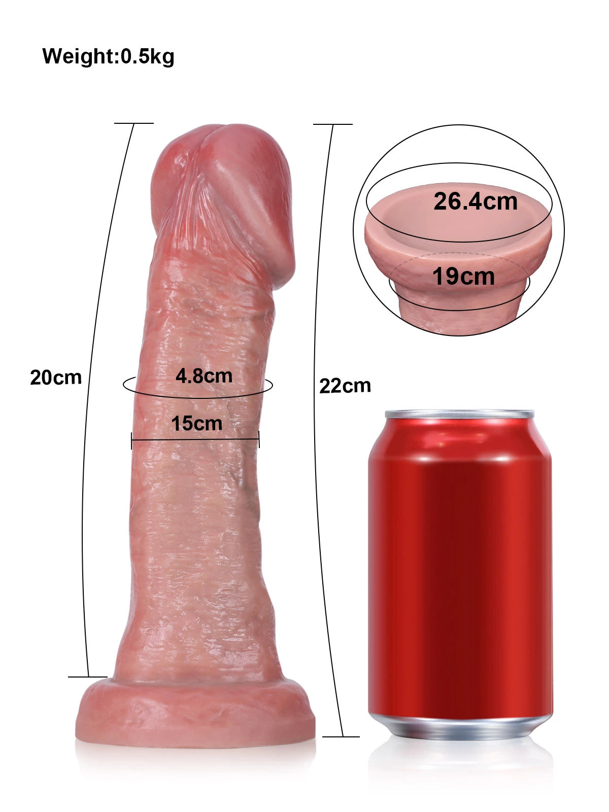 Lawyer - Realistisches weiches Dildo Ohne Hoden mit Großem Pilzkopf - 22,5 cm