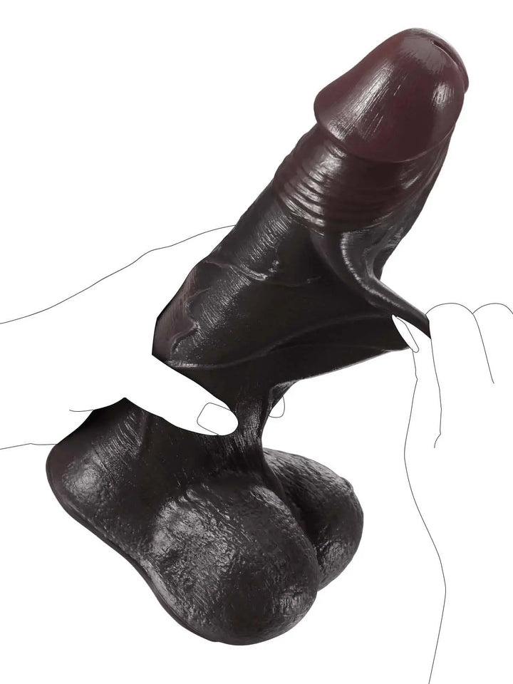 Anja - Riesen Dicker Dildo Mit Gleitender Haut und Beweglichen Hoden - 27.4Cm Black