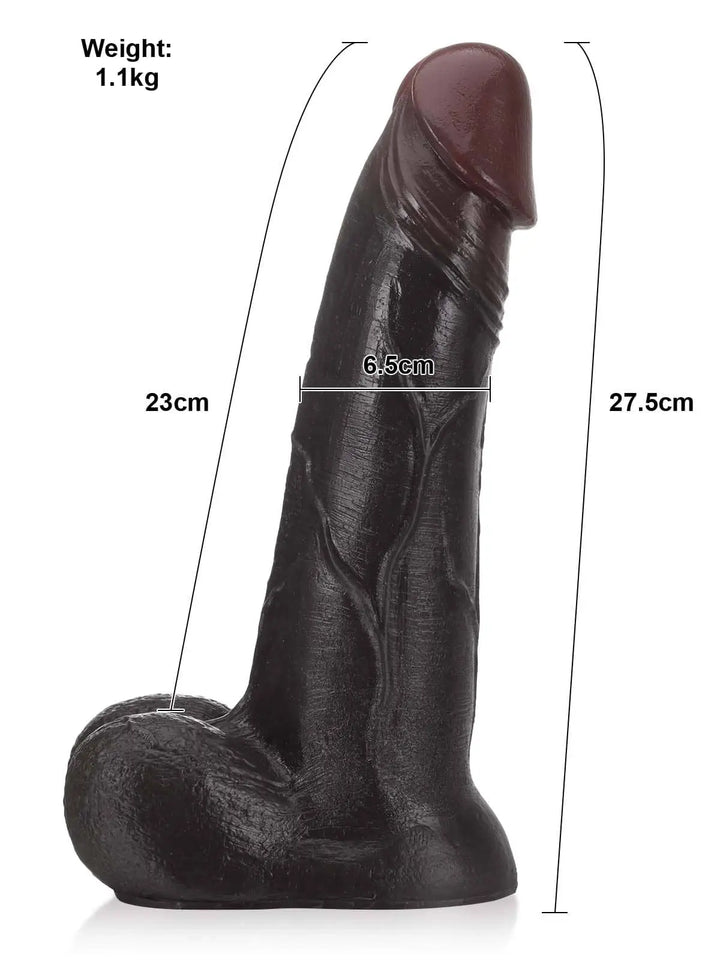 Anja - Riesen Dicker Dildo Mit Gleitender Haut und Beweglichen Hoden - 27.4Cm Black