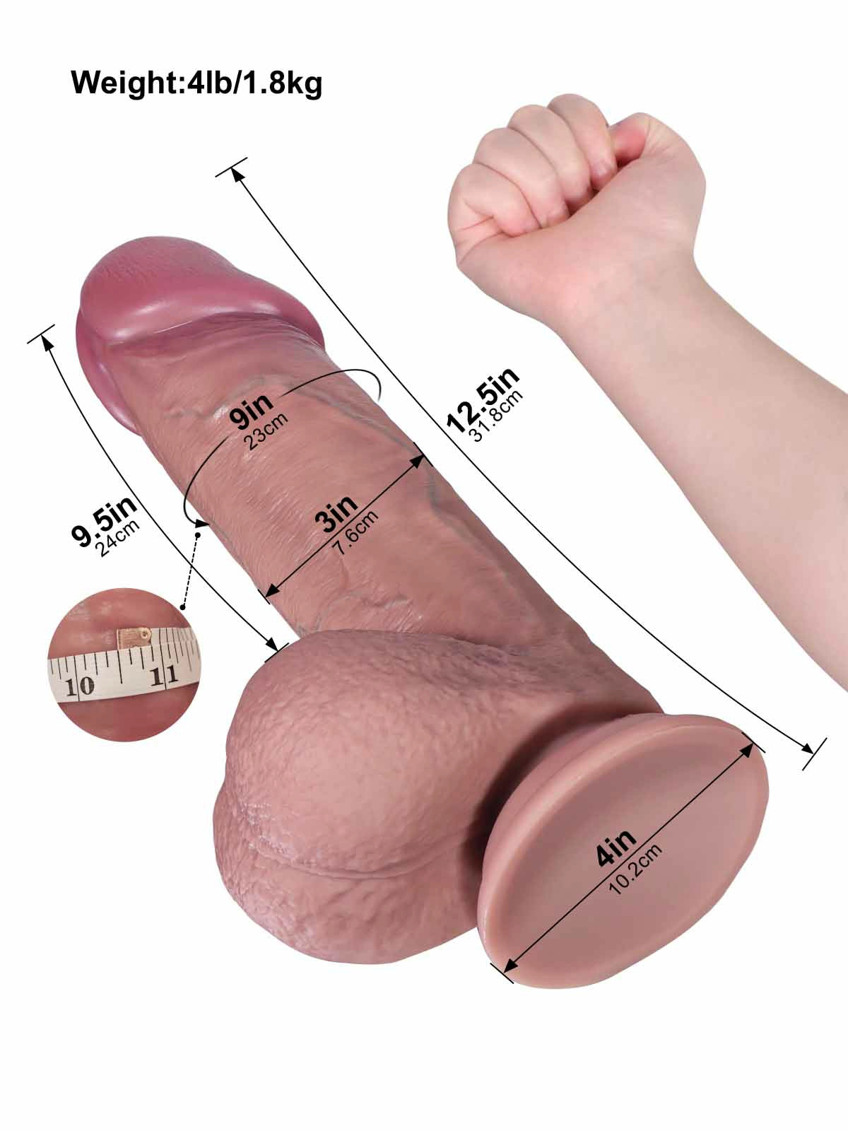 Anselm - Realistischer XXL Dildo mit gleitender Haut und Hoden - 31,8 cm