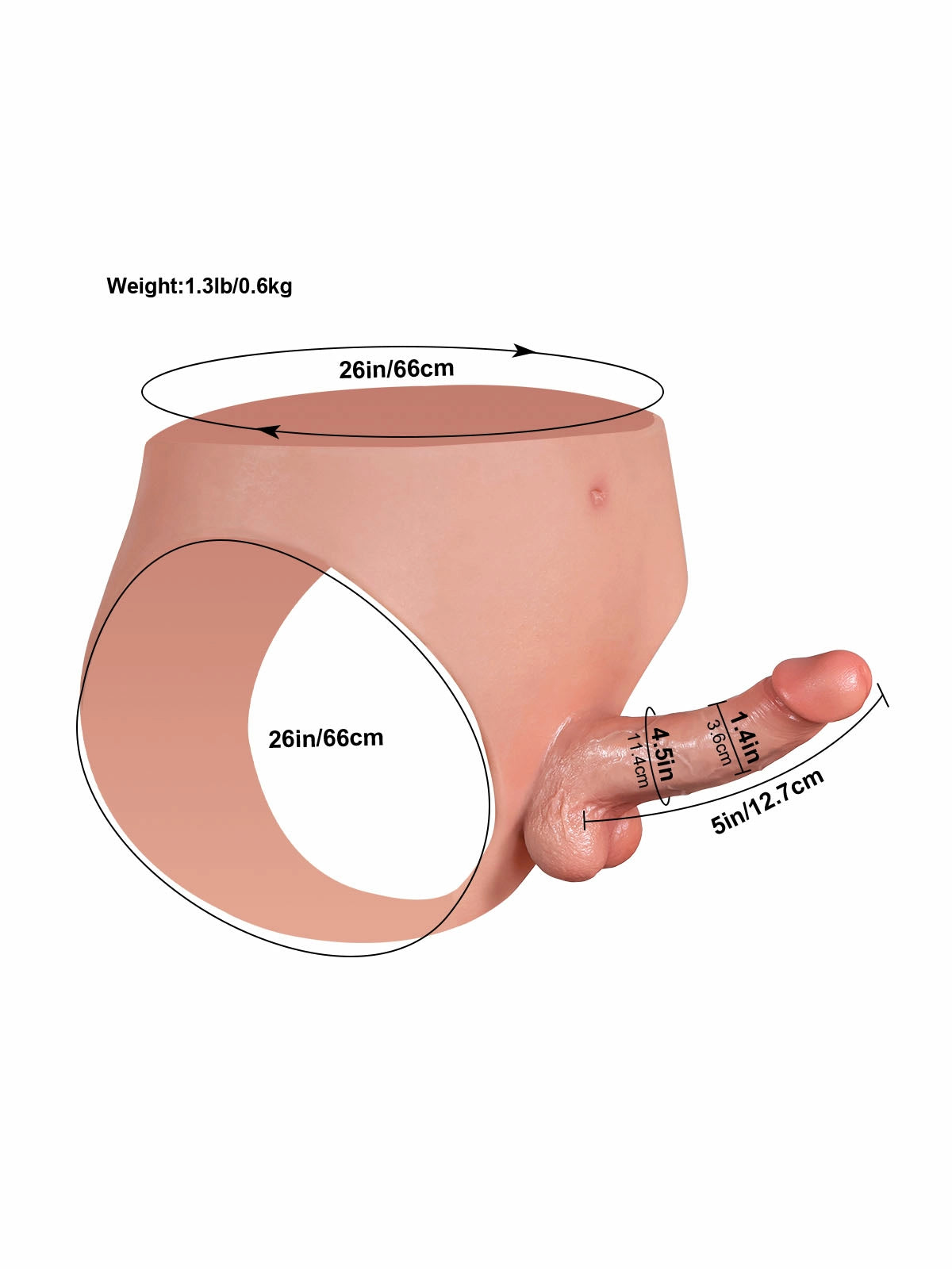 Arlo - Realistischer Silikon-Strap-On mit nahtlosem Slip - 14,7 cm