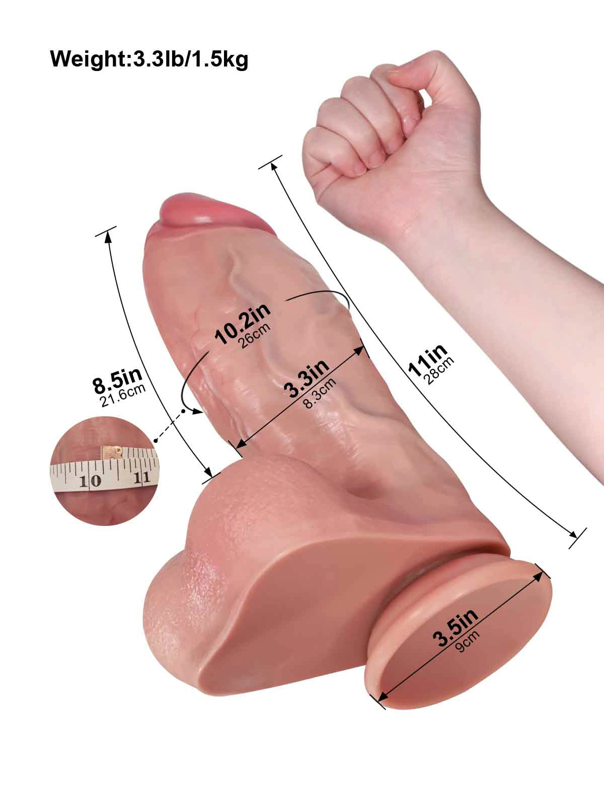Austin - Riesen Realistischer Dildo mit Kräftigem Schaft - 28 cm