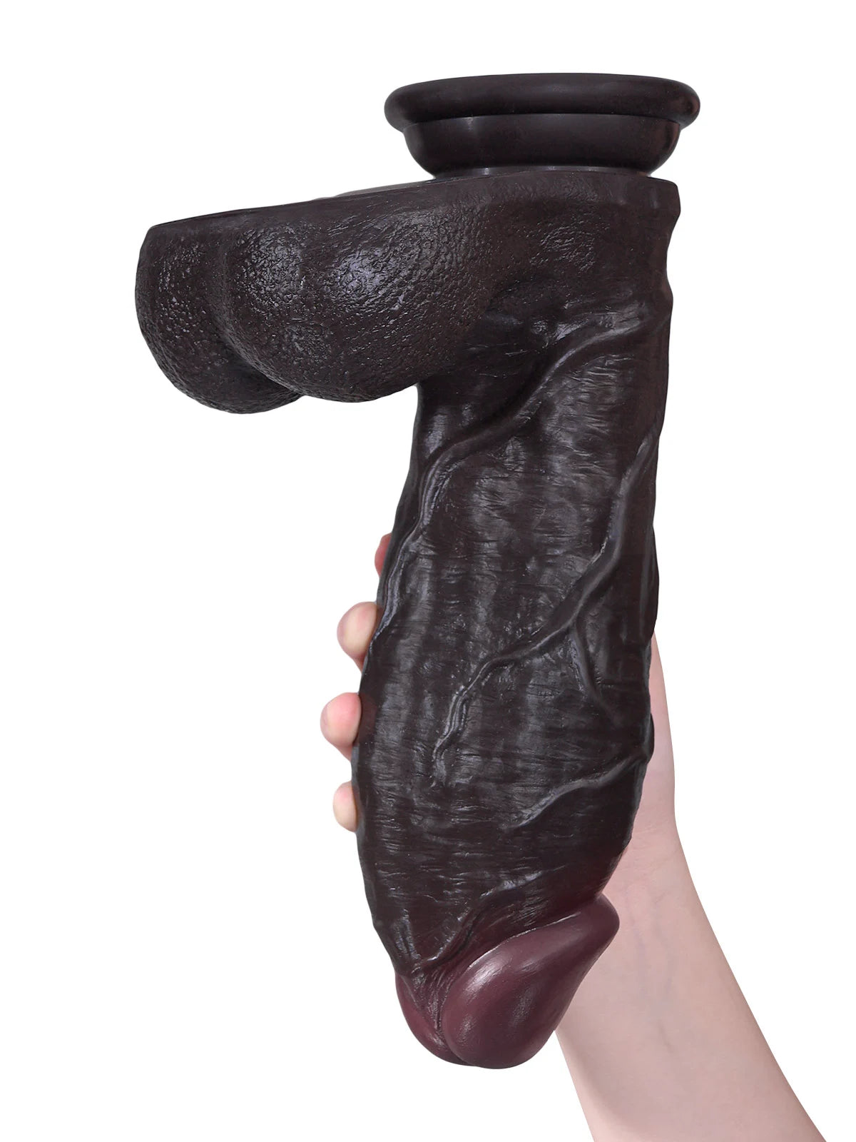 Austin - Schwarzer XXL Realistischer Dildo mit kompaktem Kopf – 28 cm